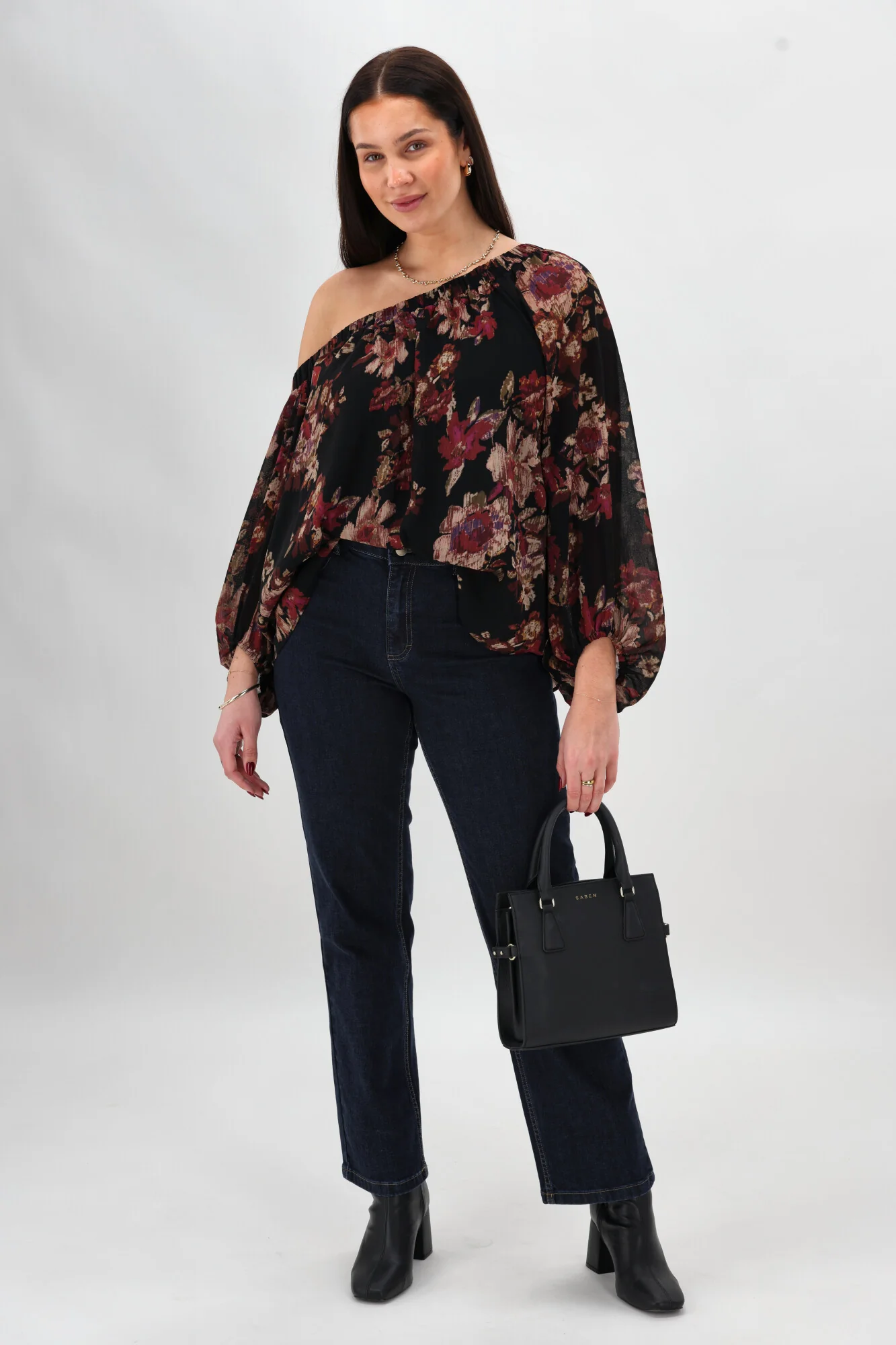Celebration By Shine On Giselle Off the Shoulder Top Floral Black