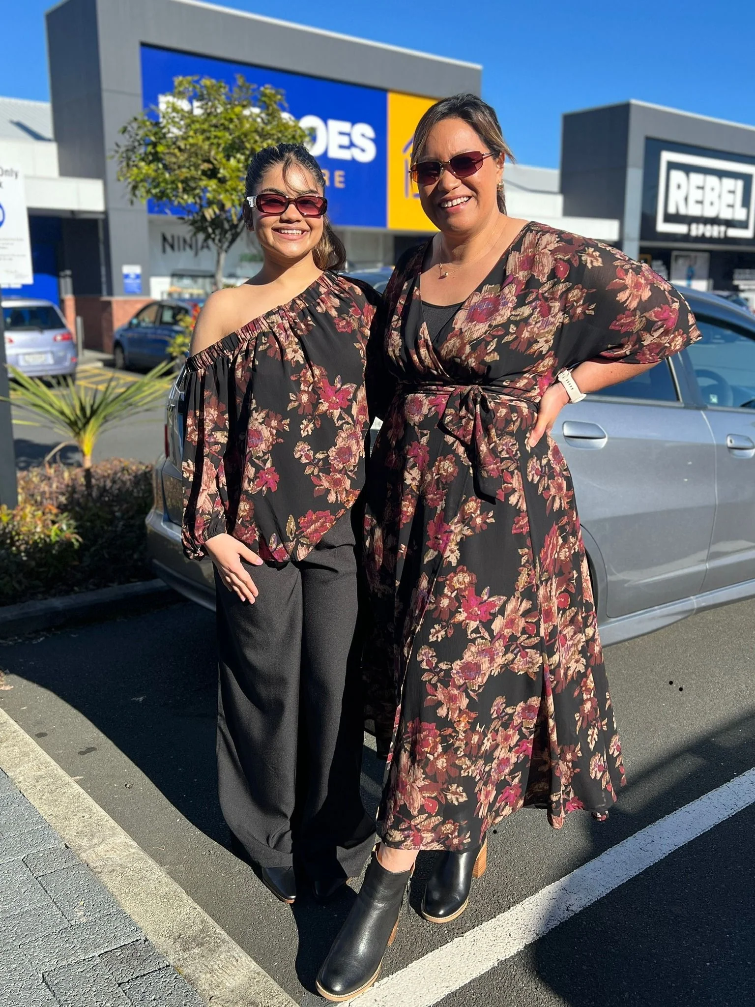Celebration By Shine On Giselle Off the Shoulder Top Floral Black - Image 3