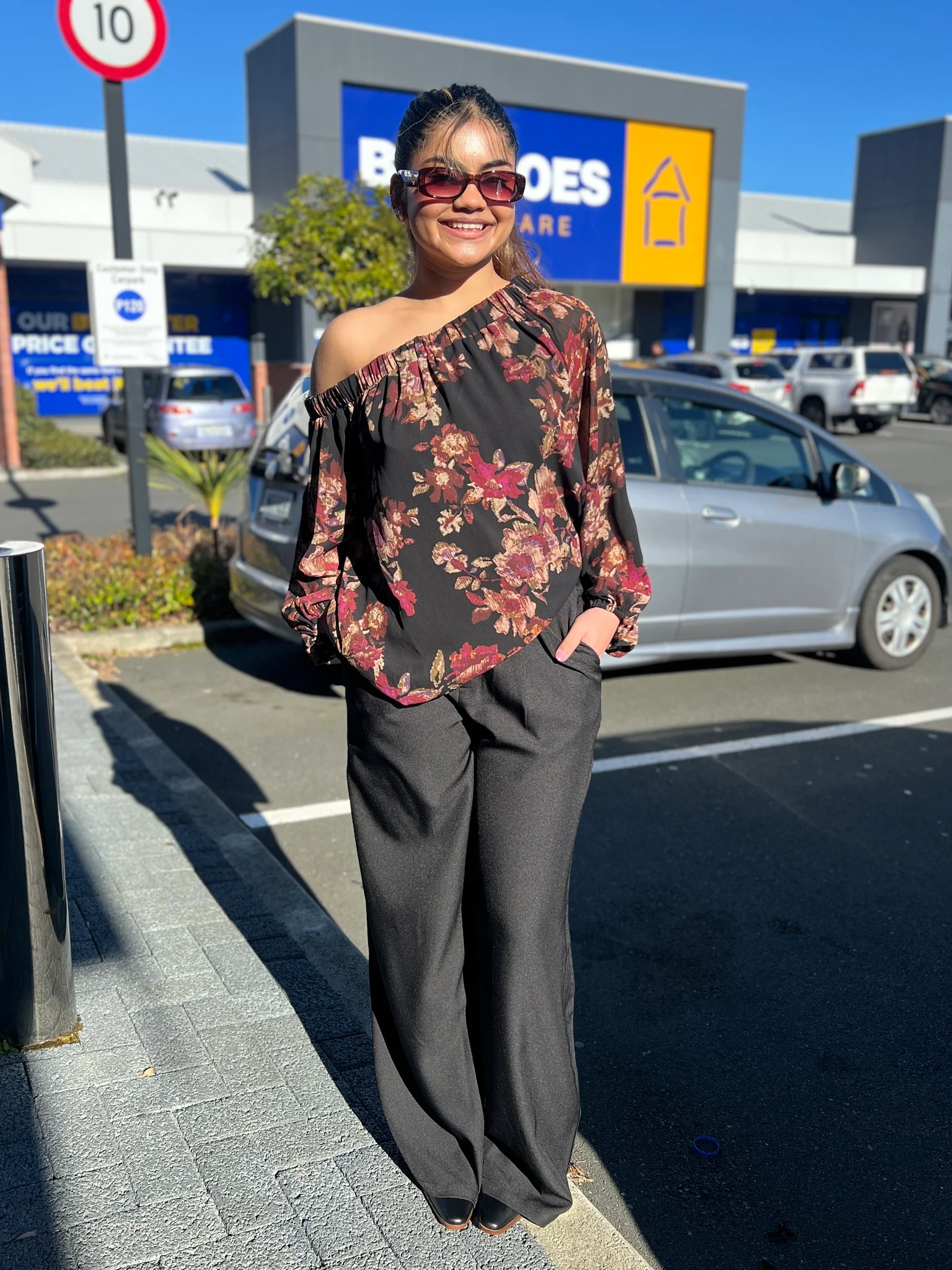 Celebration By Shine On Giselle Off the Shoulder Top Floral Black - Image 6
