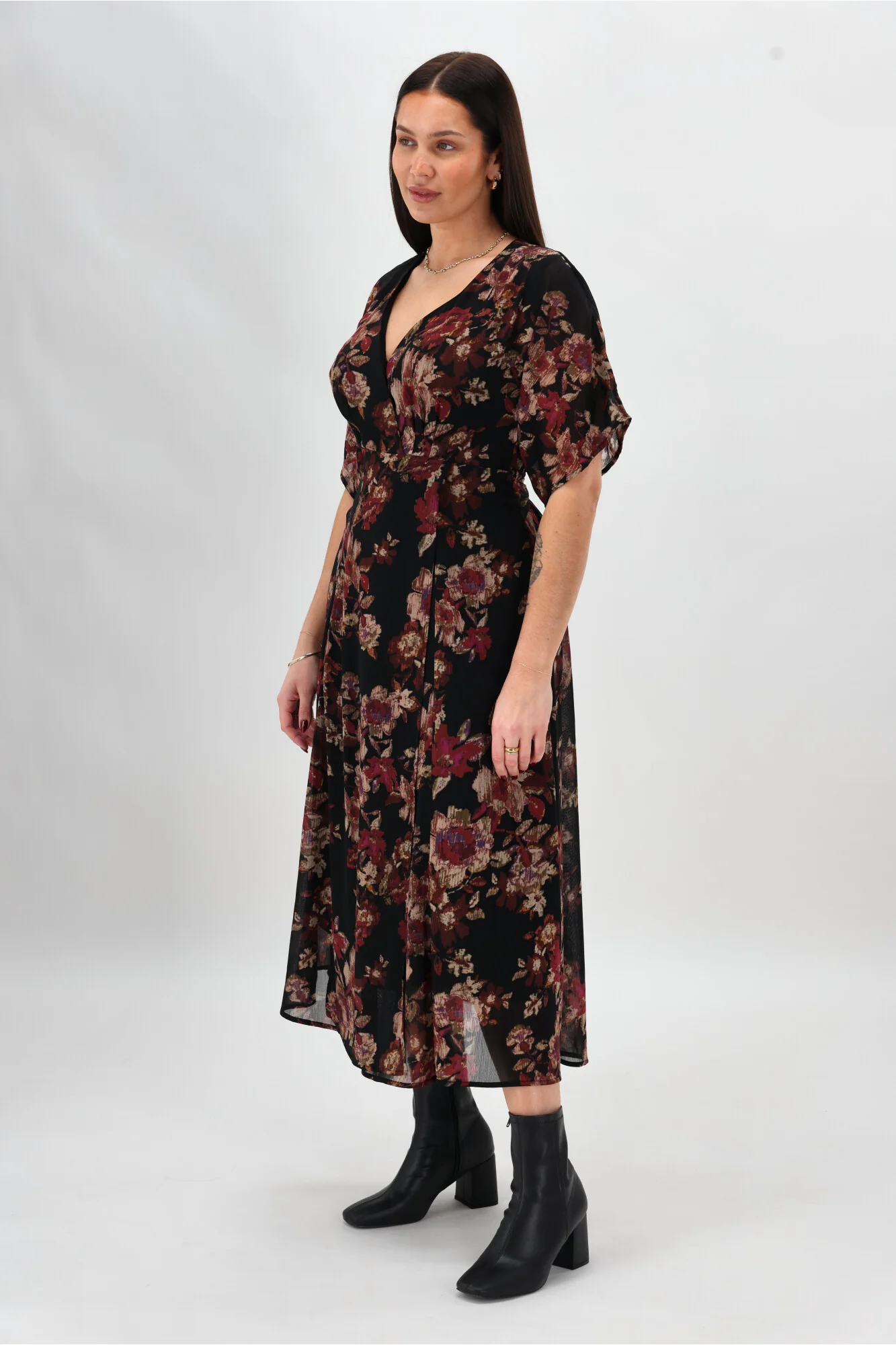 Celebration By Shine On Giselle Wrap Dress Floral Black - Image 10