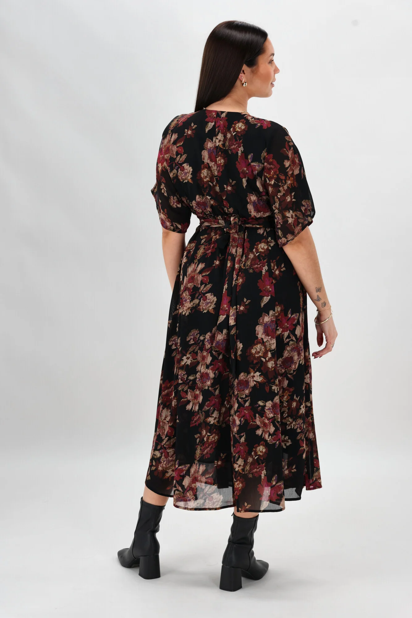 Celebration By Shine On Giselle Wrap Dress Floral Black - Image 11