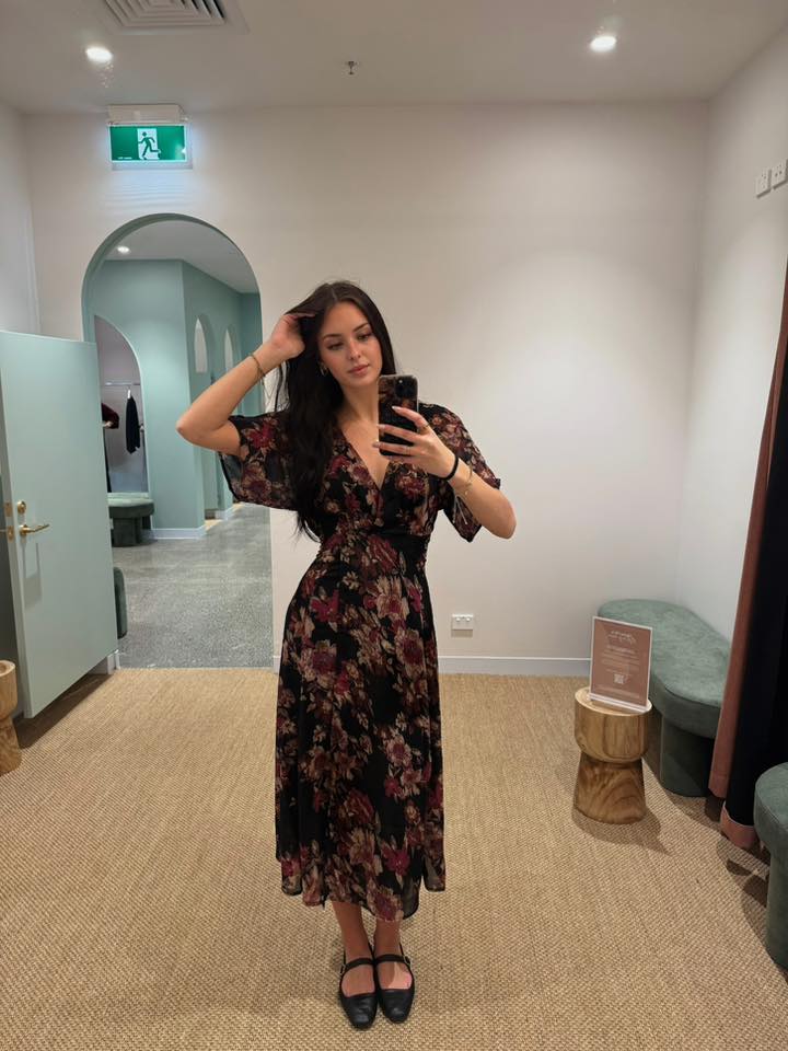 Celebration By Shine On Giselle Wrap Dress Floral Black - Image 3