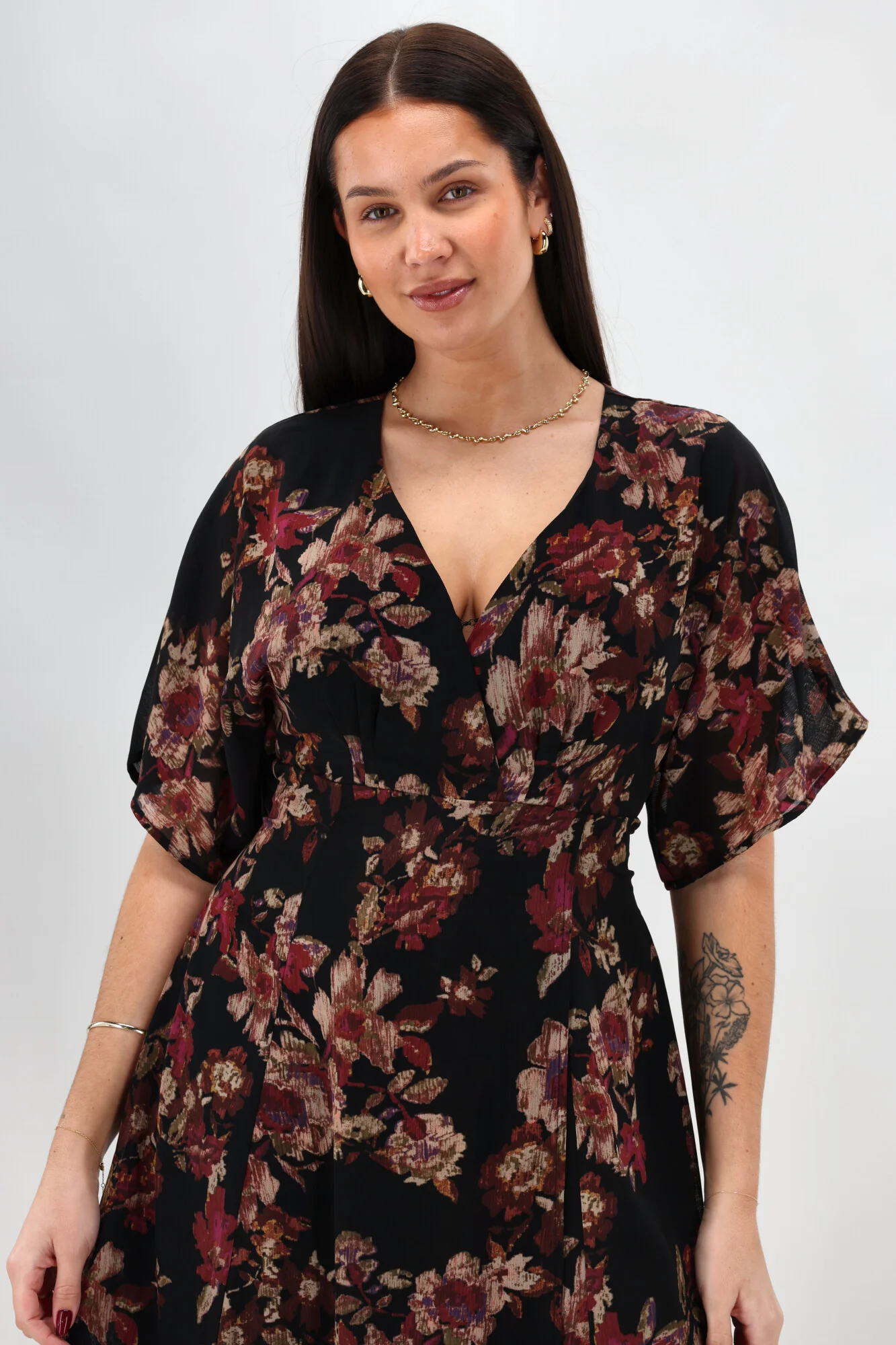 Celebration By Shine On Giselle Wrap Dress Floral Black - Image 6