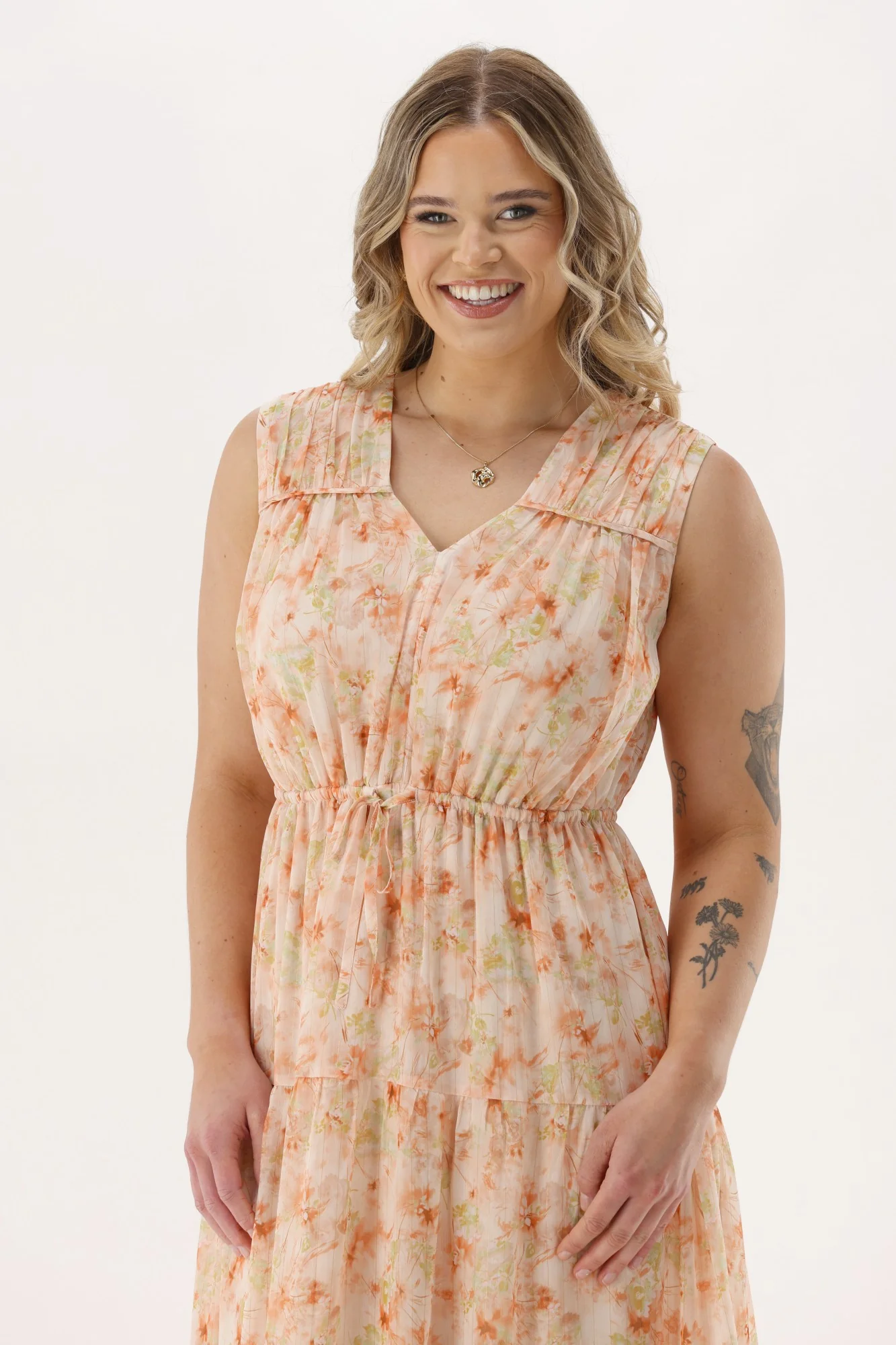 Celebration By Shine On Phoebe Dress Pastel Floral Metallic - Image 3