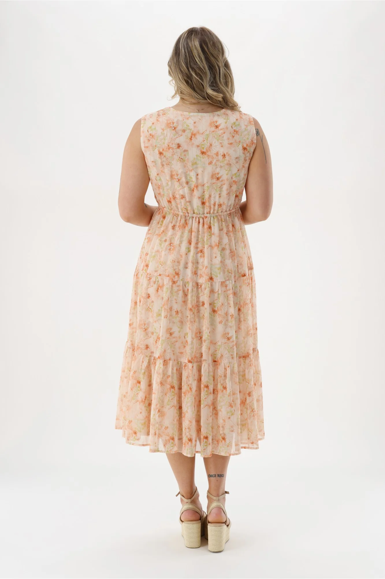 Celebration By Shine On Phoebe Dress Pastel Floral Metallic - Image 6