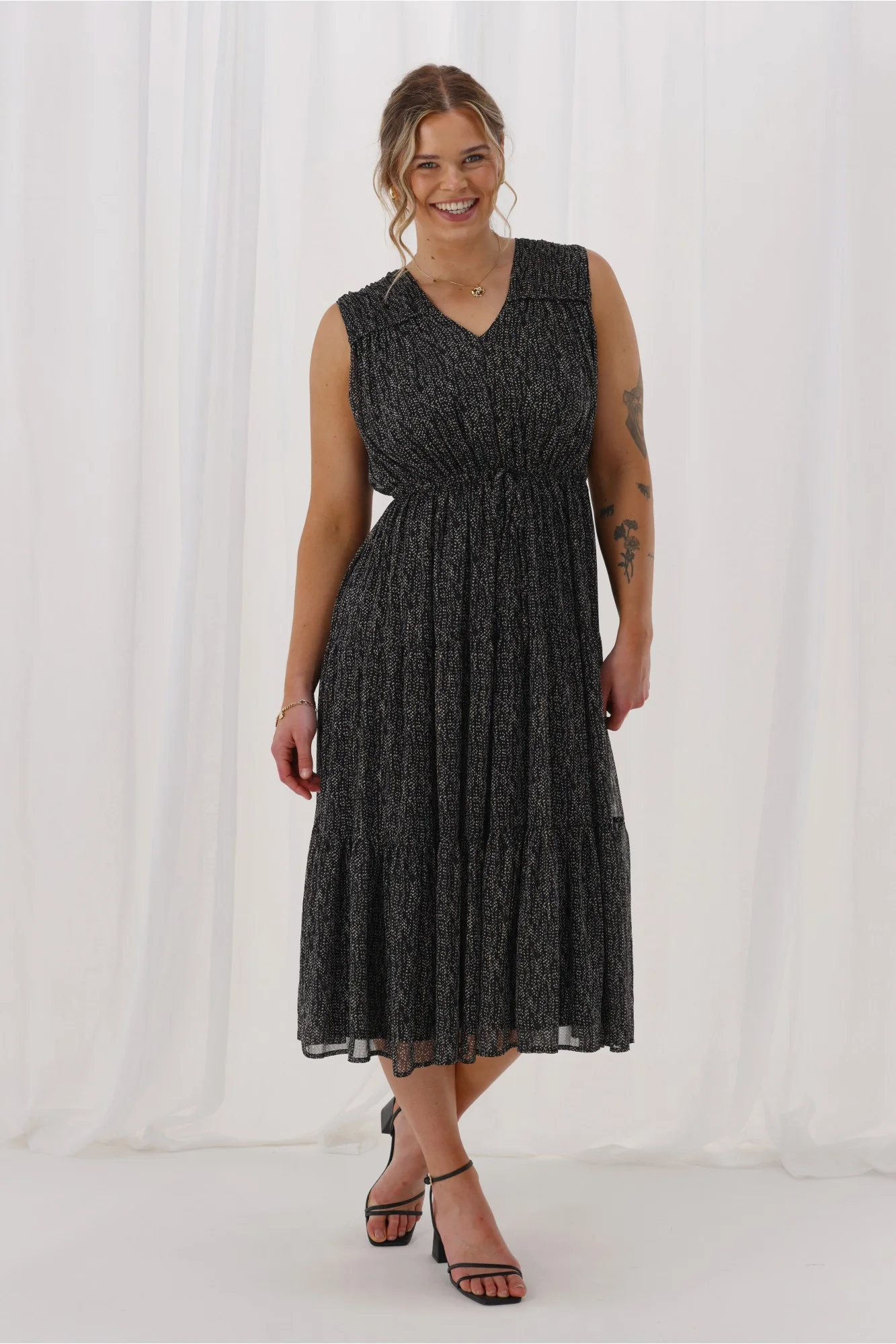 Celebration By Shine On Phoebe Dress Scattered Spot Black Metallic - Image 5