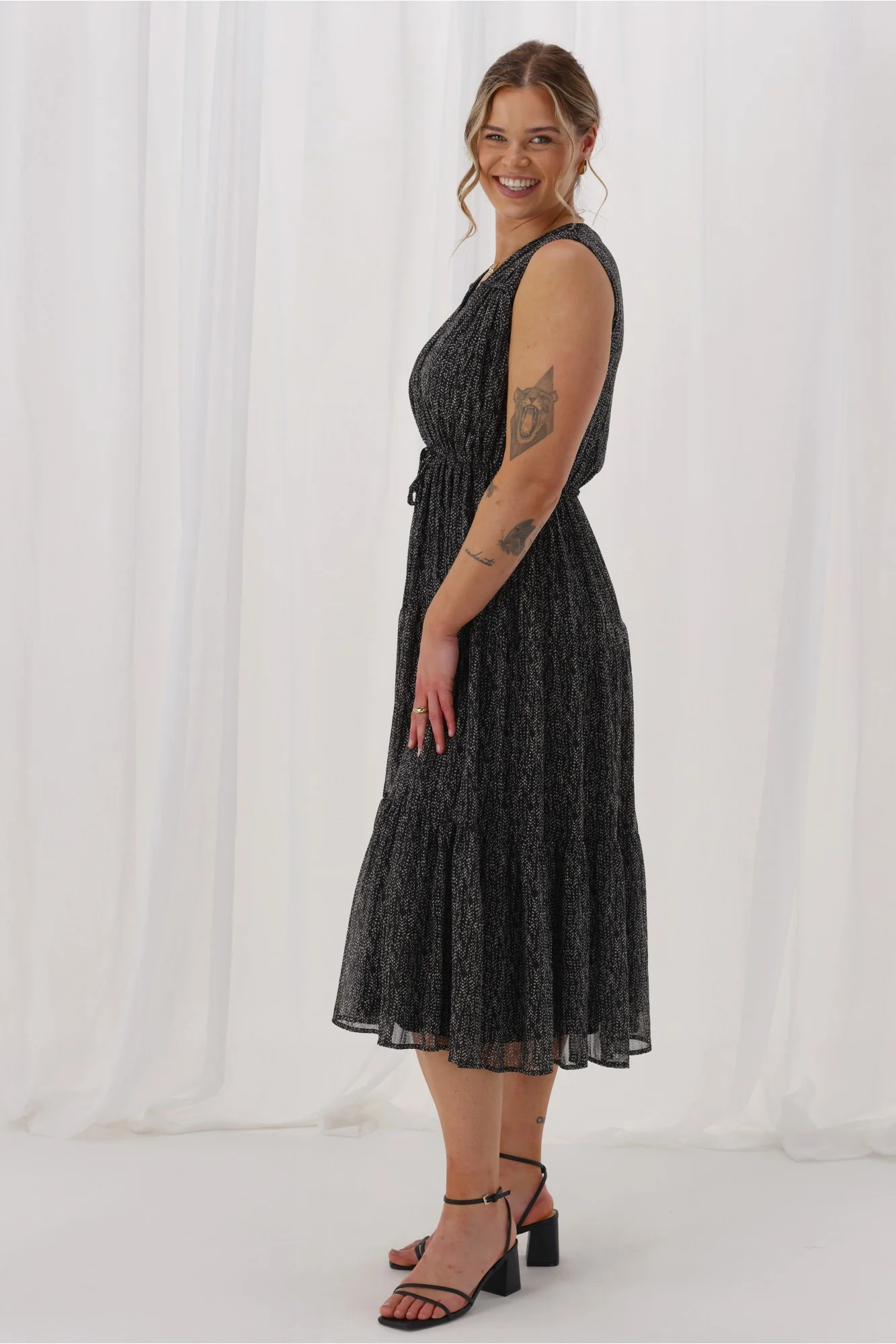 Celebration By Shine On Phoebe Dress Scattered Spot Black Metallic - Image 6