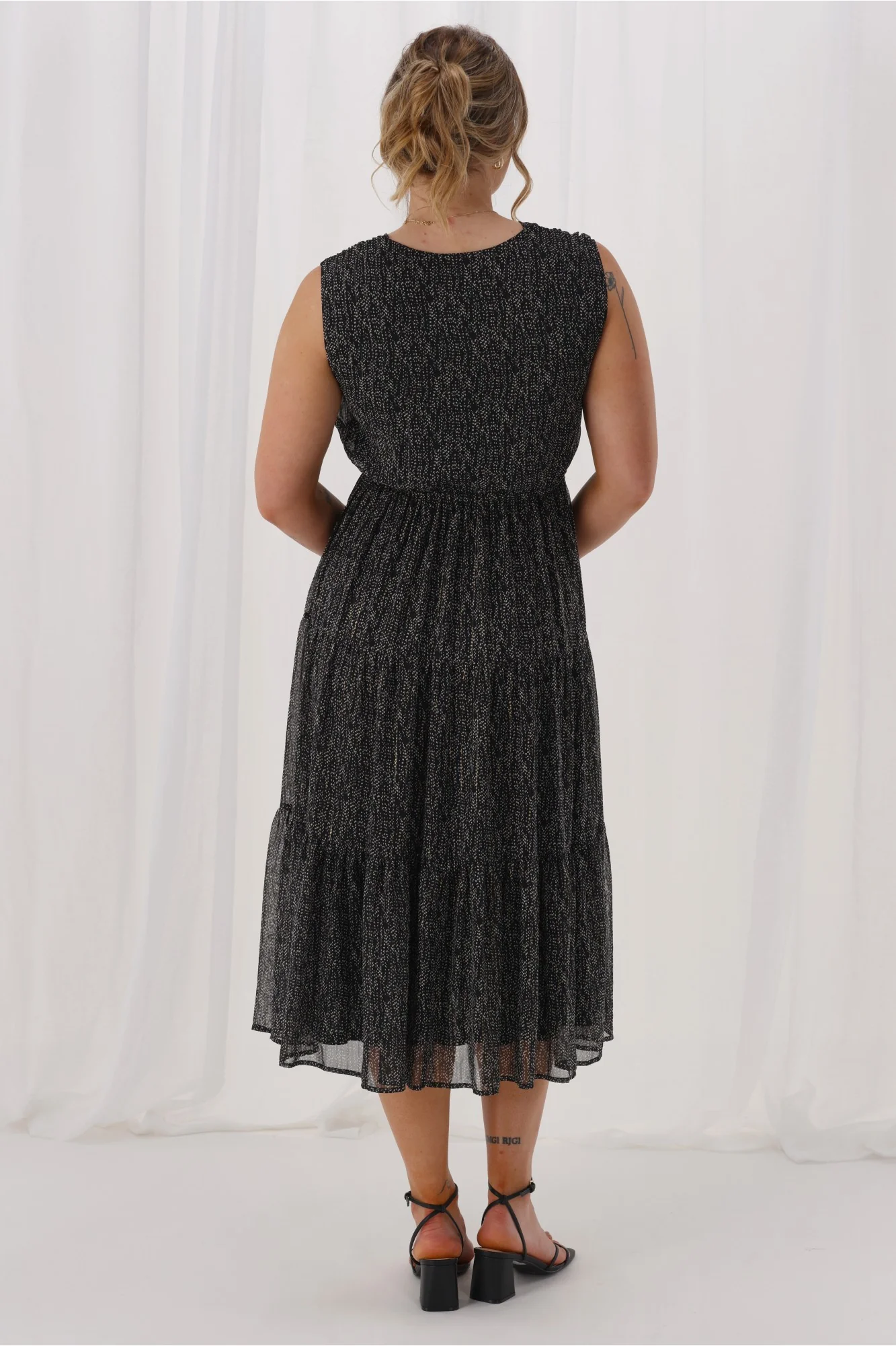 Celebration By Shine On Phoebe Dress Scattered Spot Black Metallic - Image 7