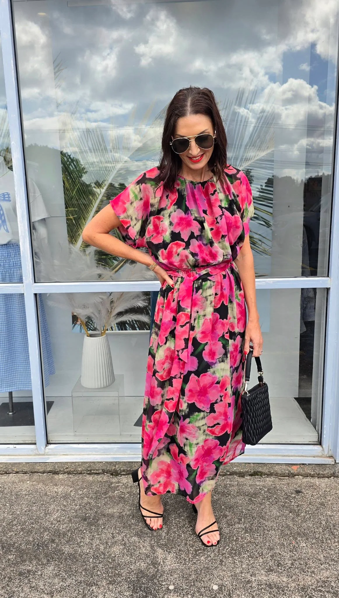 Celebration By Shine On Yasmin Dress Floral Pink Black - Image 3
