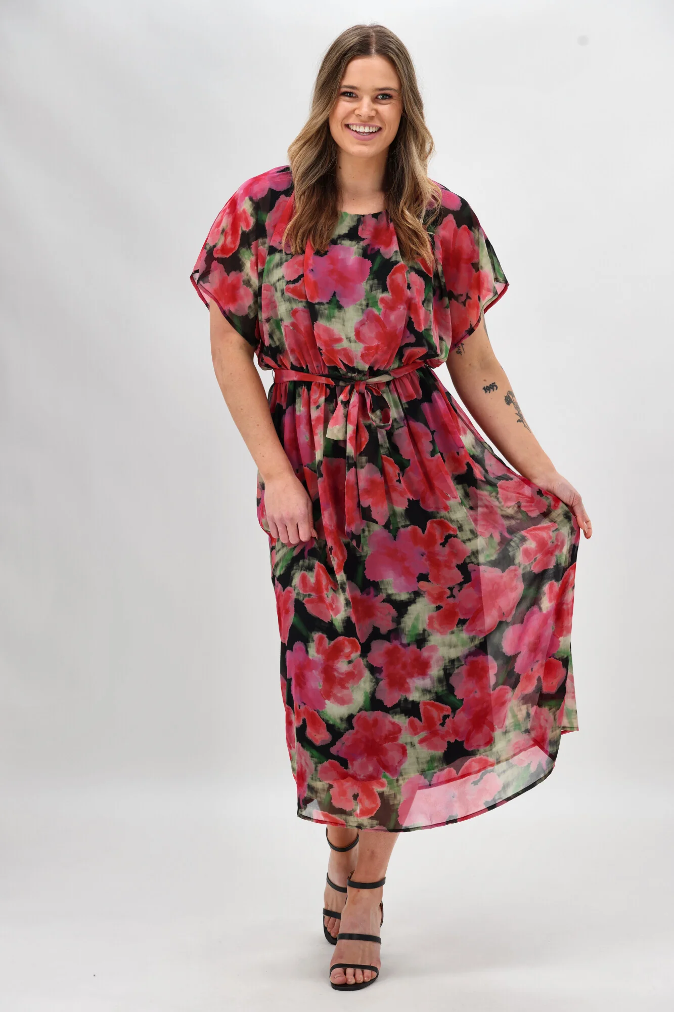Celebration By Shine On Yasmin Dress Floral Pink Black - Image 4
