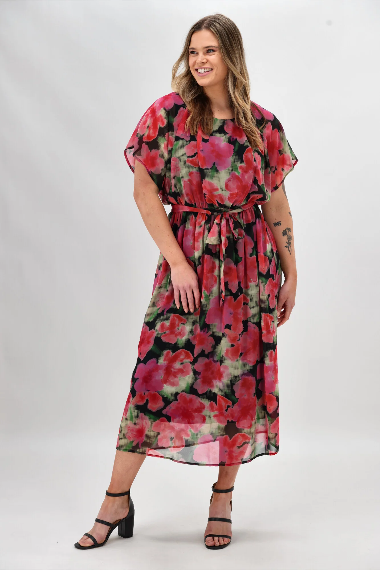 Celebration By Shine On Yasmin Dress Floral Pink Black - Image 6