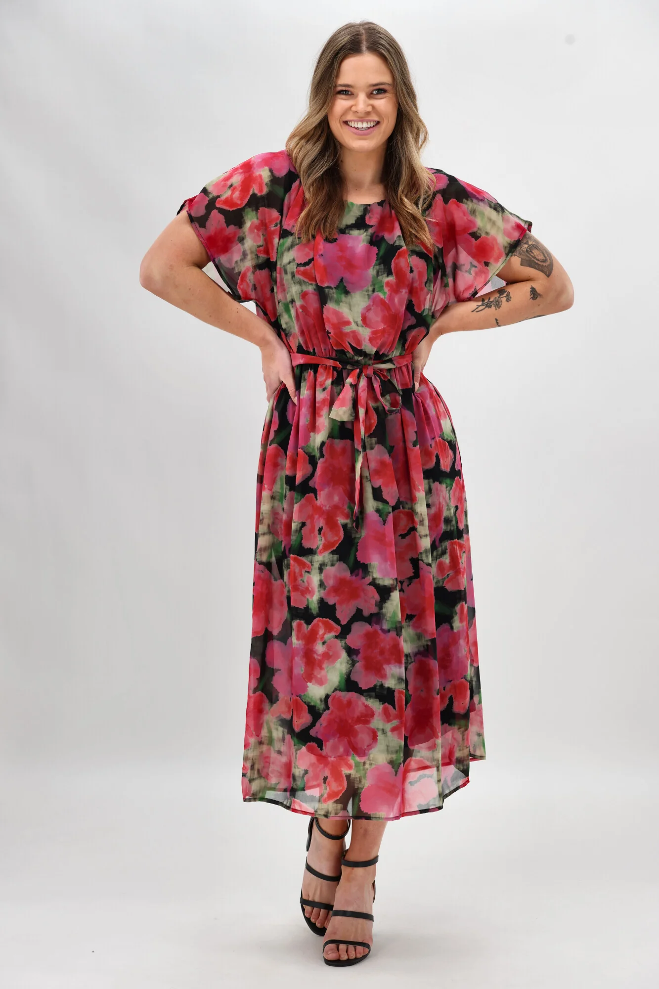 Celebration By Shine On Yasmin Dress Floral Pink Black - Image 7