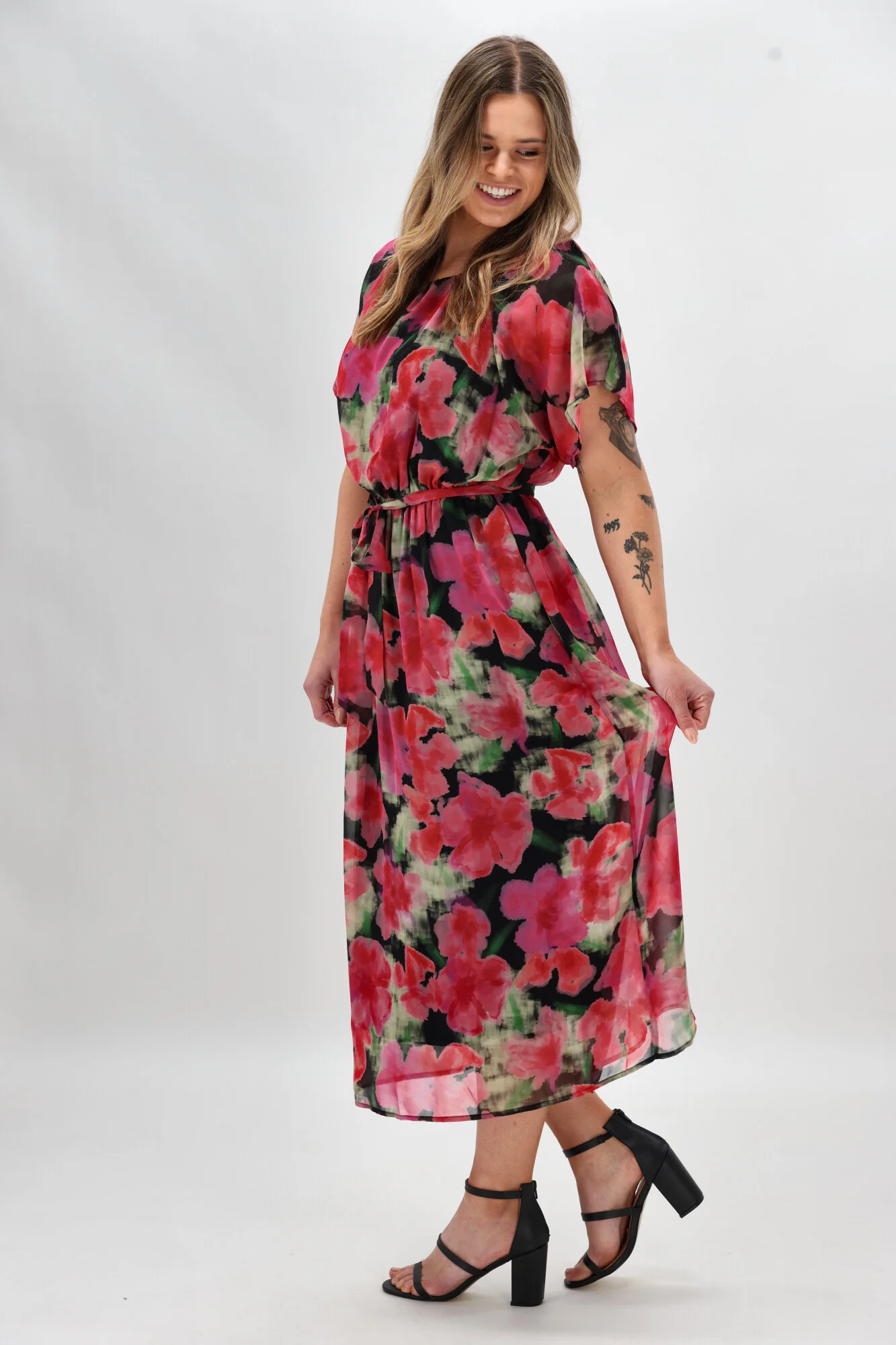 Celebration By Shine On Yasmin Dress Floral Pink Black - Image 8