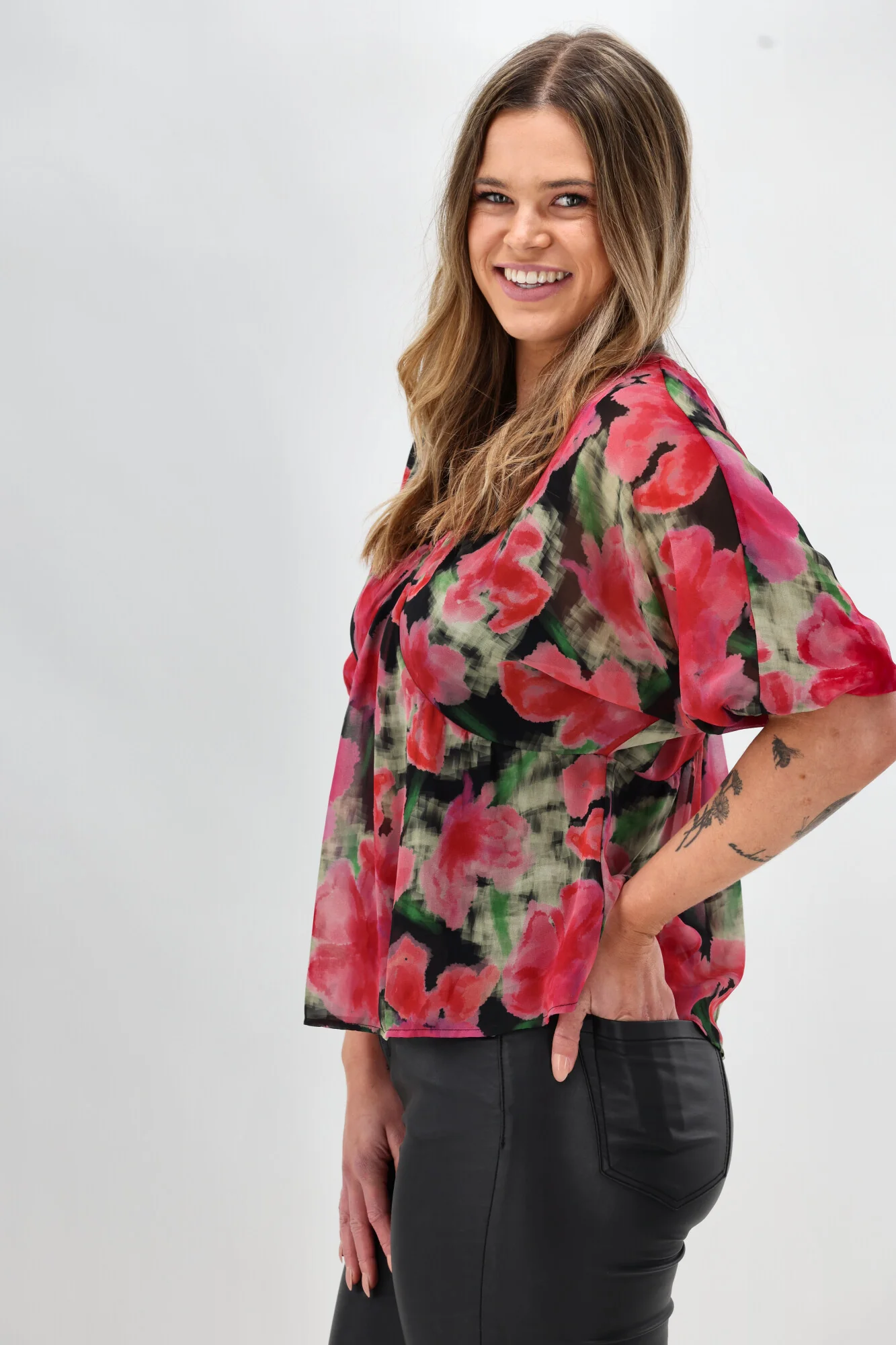 Celebration By Shine On Yasmin Top Floral Pink Black - Image 5