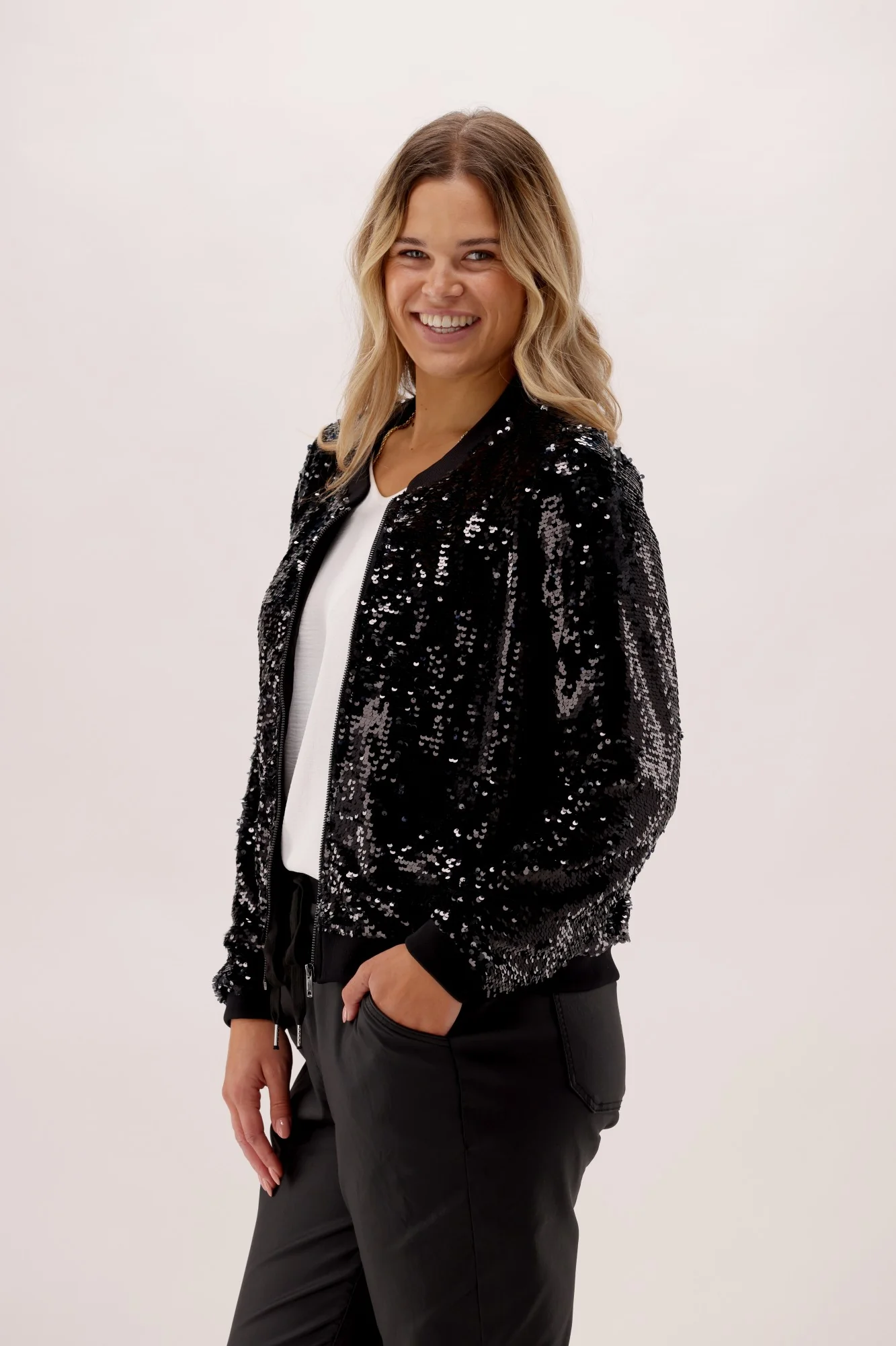 Celebration Lexie Sequin Bomber Jacket Black - Image 2
