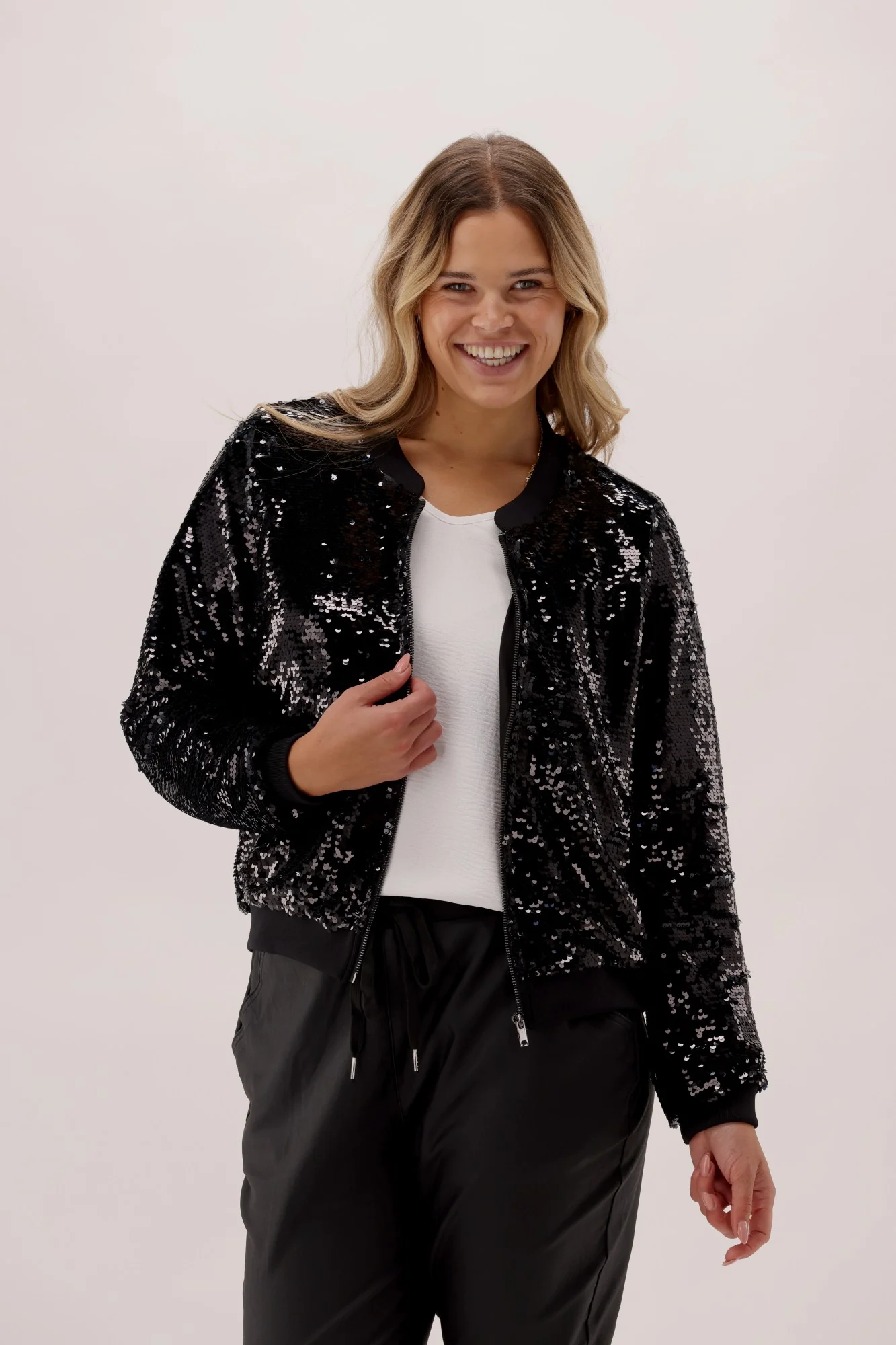 Celebration Lexie Sequin Bomber Jacket Black - Image 4