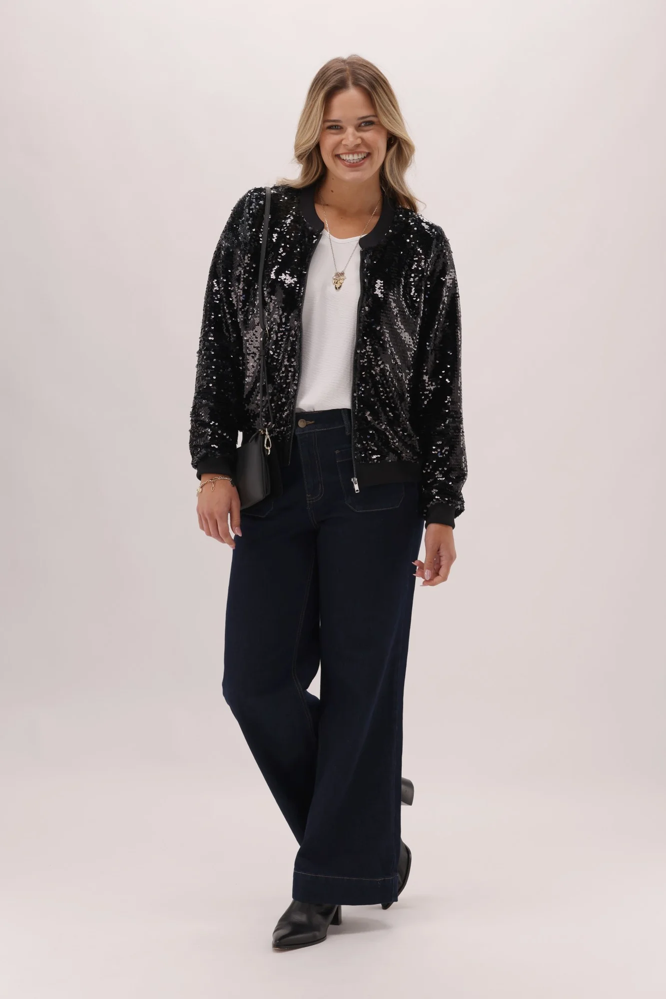 Celebration Lexie Sequin Bomber Jacket Black - Image 5