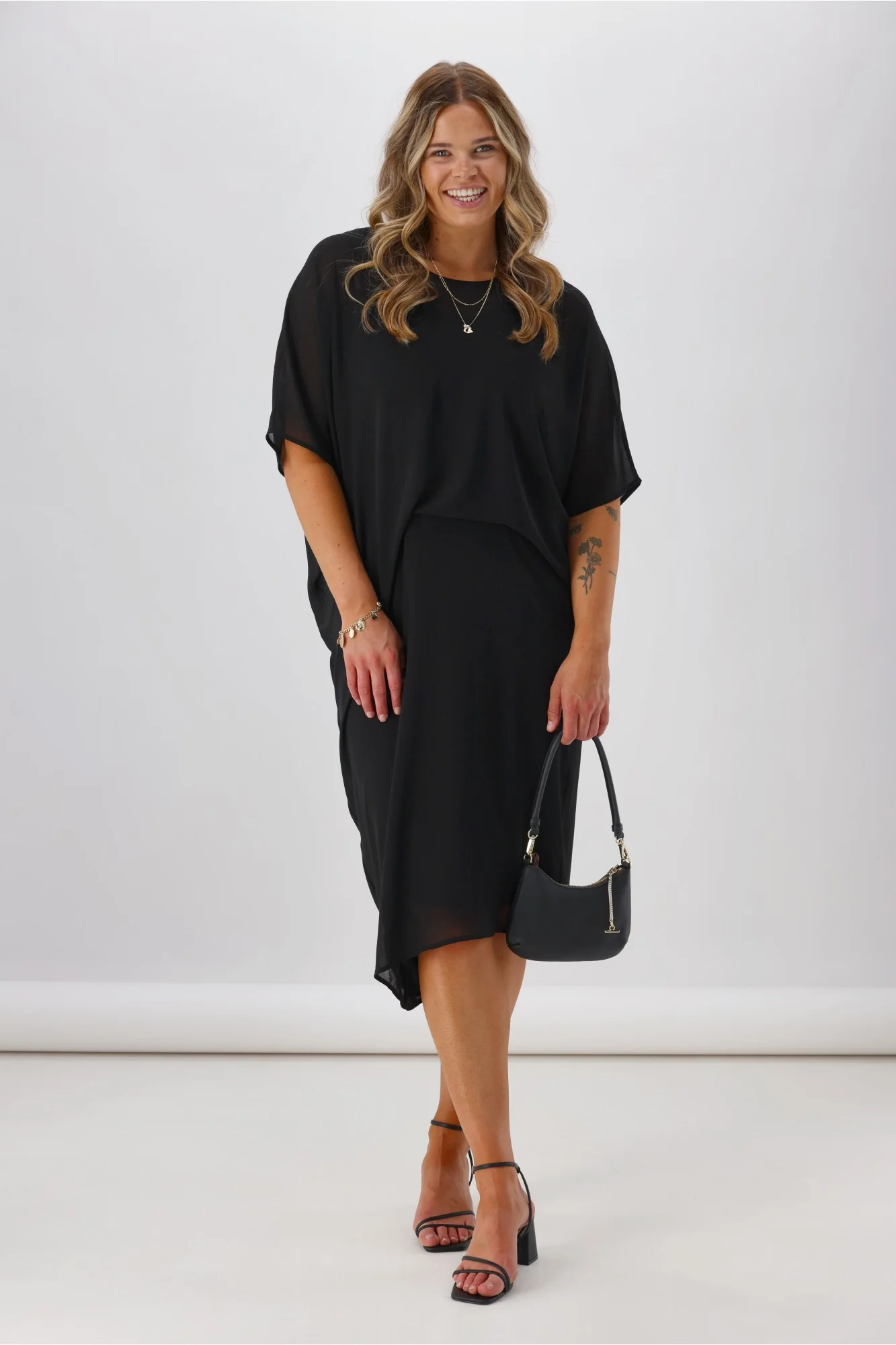 Celebration Mira Tuck Dress Black - Image 4