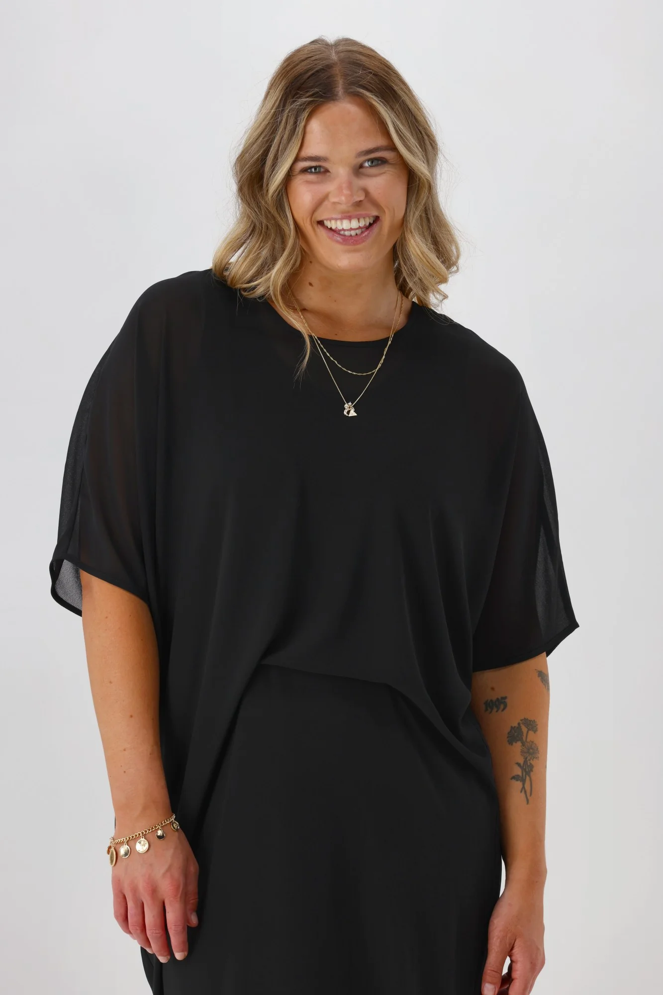 Celebration Mira Tuck Dress Black - Image 5