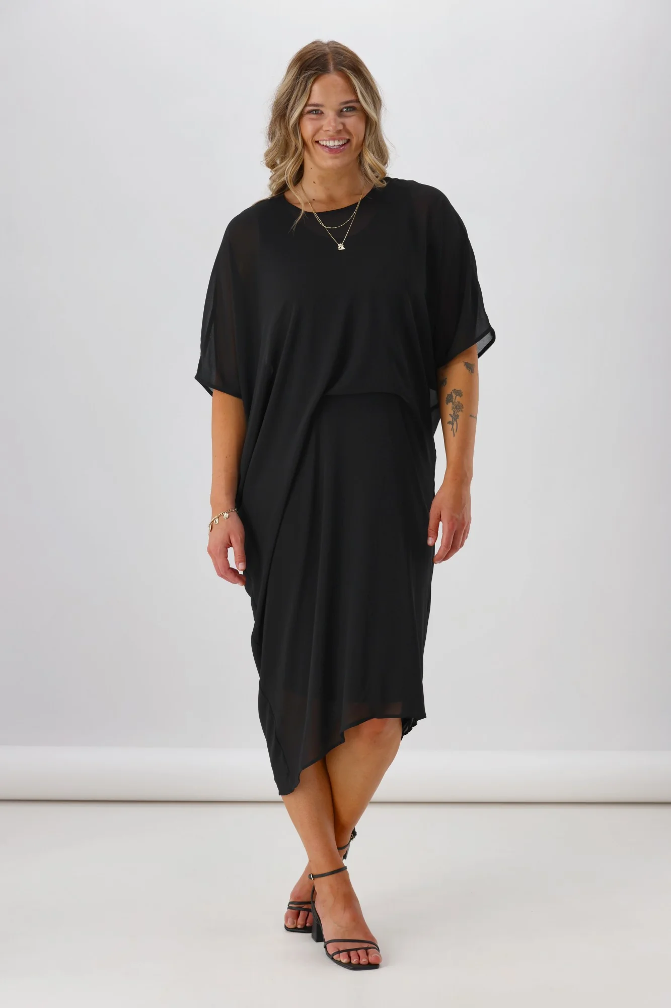 Celebration Mira Tuck Dress Black - Image 6