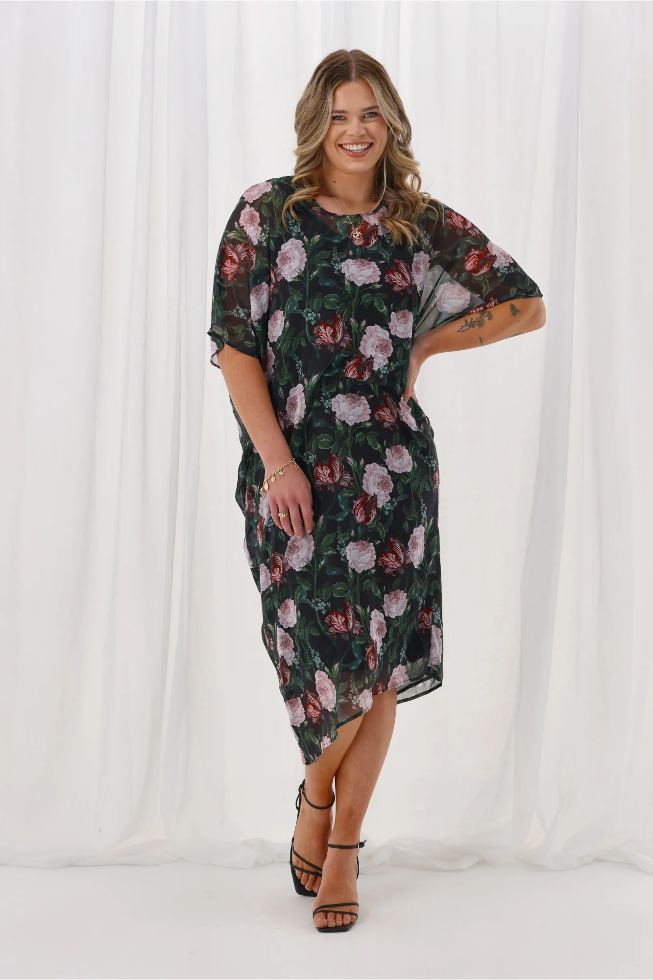 Celebration Mira Tuck Dress Black Floral