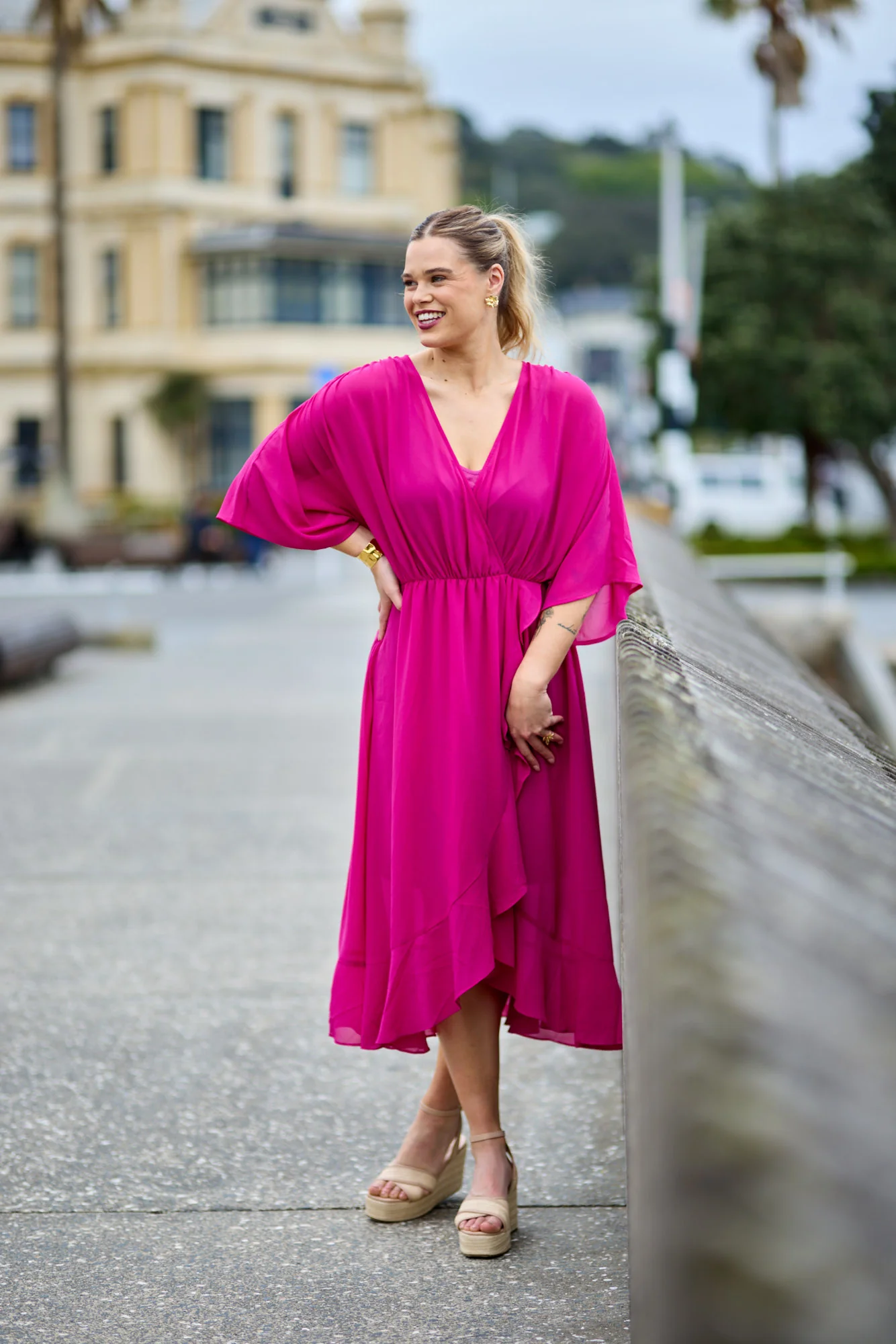 Celebration Opal Wrap Dress Berry - Image 5