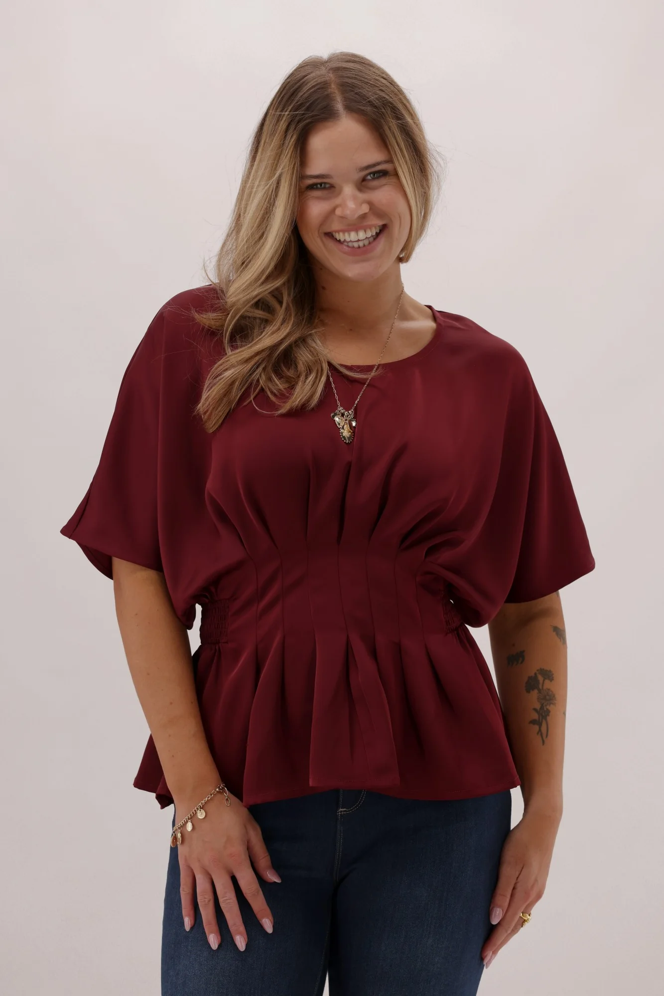 Celebration Potter Pintuck Top Burgundy - Image 5