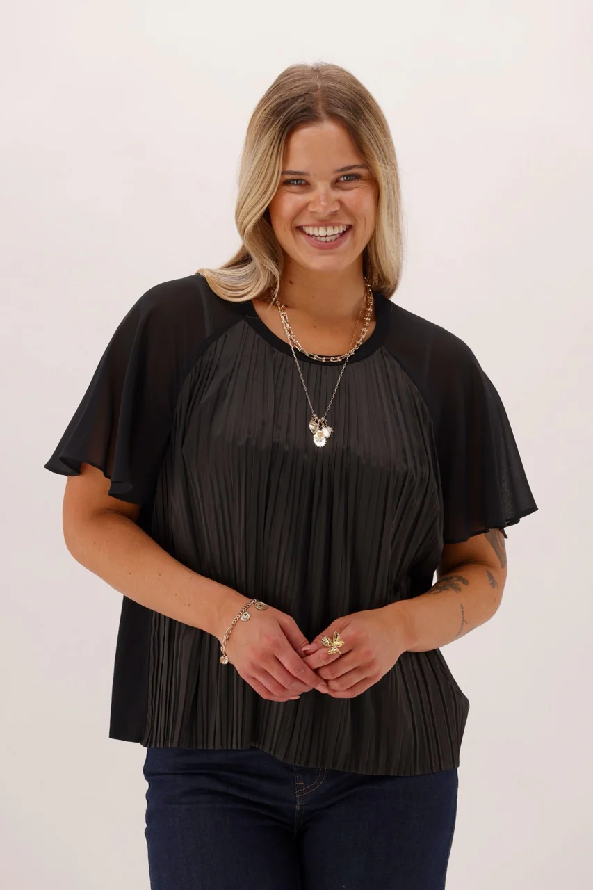 Celebration Raven Top With Flutter Sleeves Black - Image 2