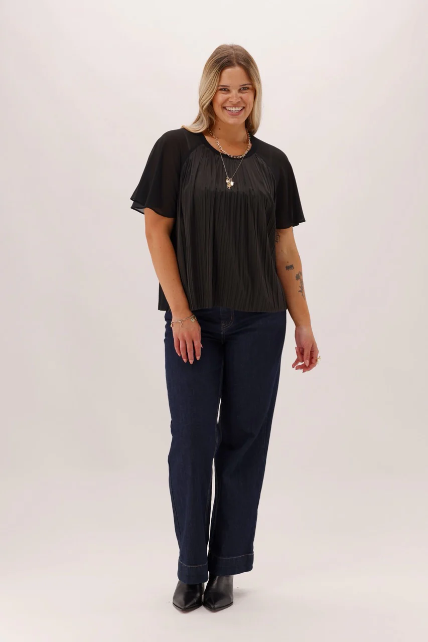 Celebration Raven Top With Flutter Sleeves Black - Image 3