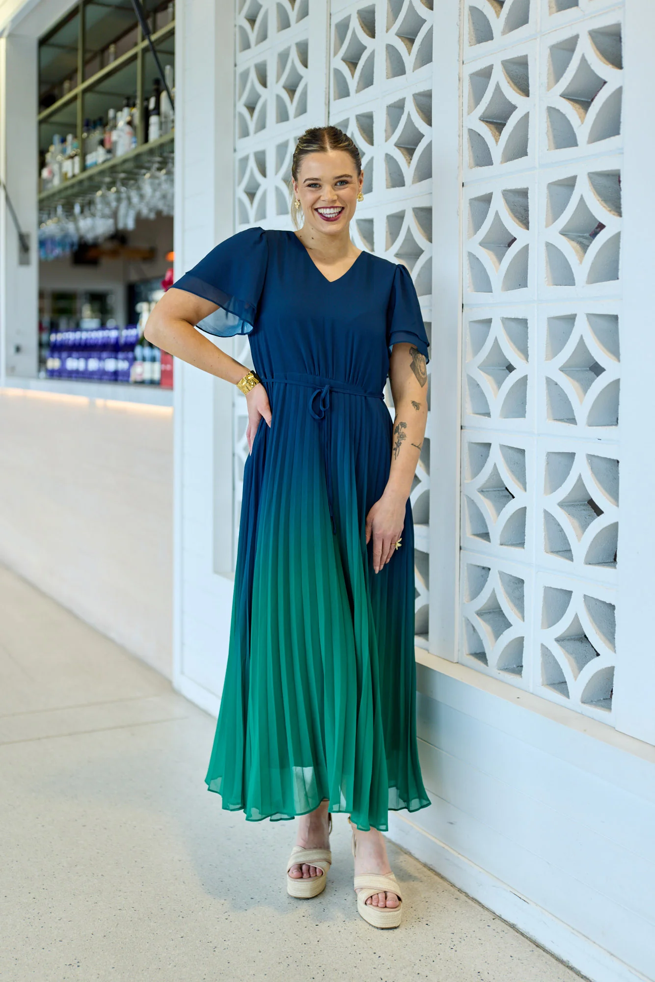 Celebration Tessa Dress Ombre Navy Green