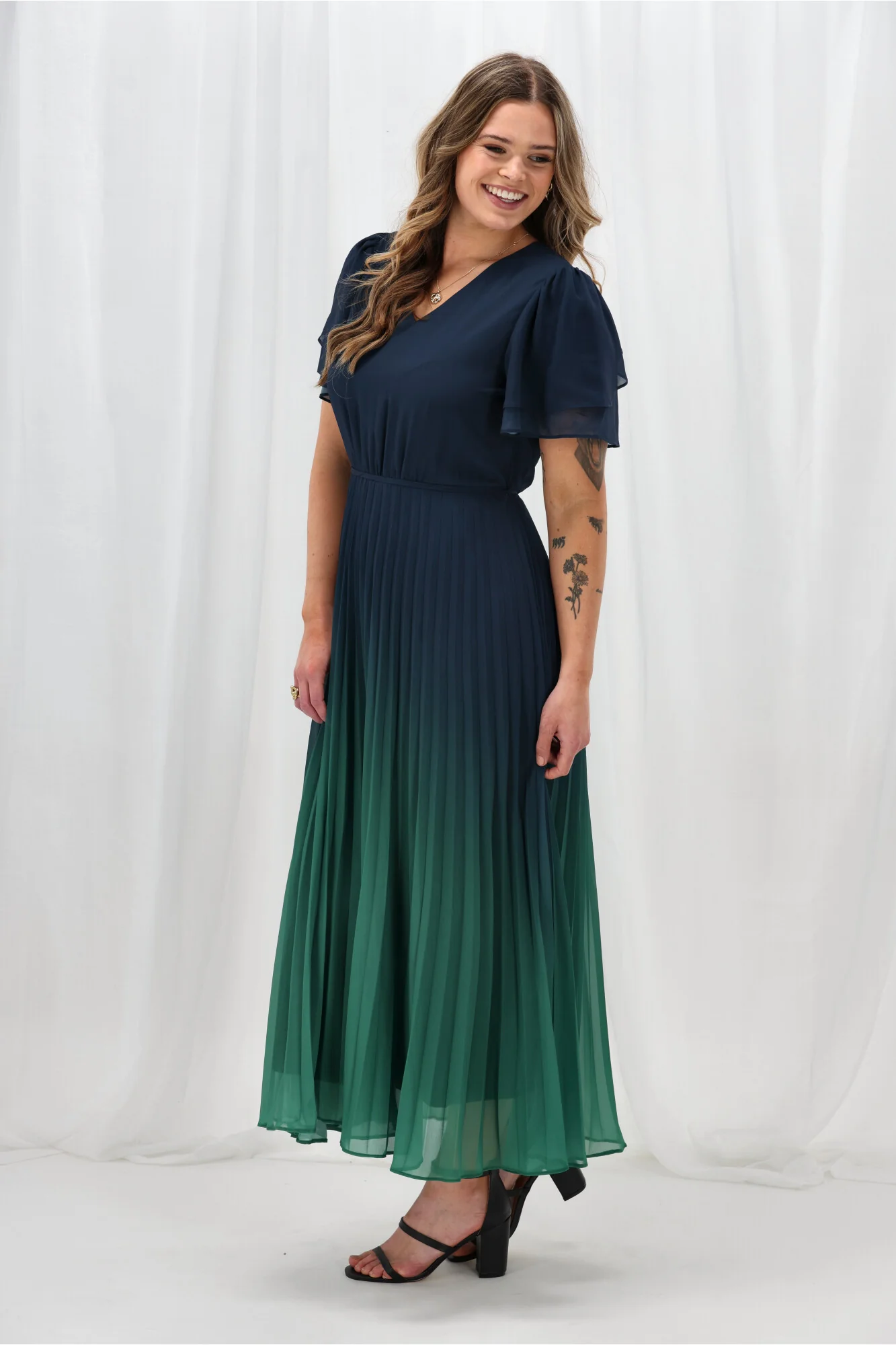 Celebration Tessa Dress Ombre Navy Green - Image 10