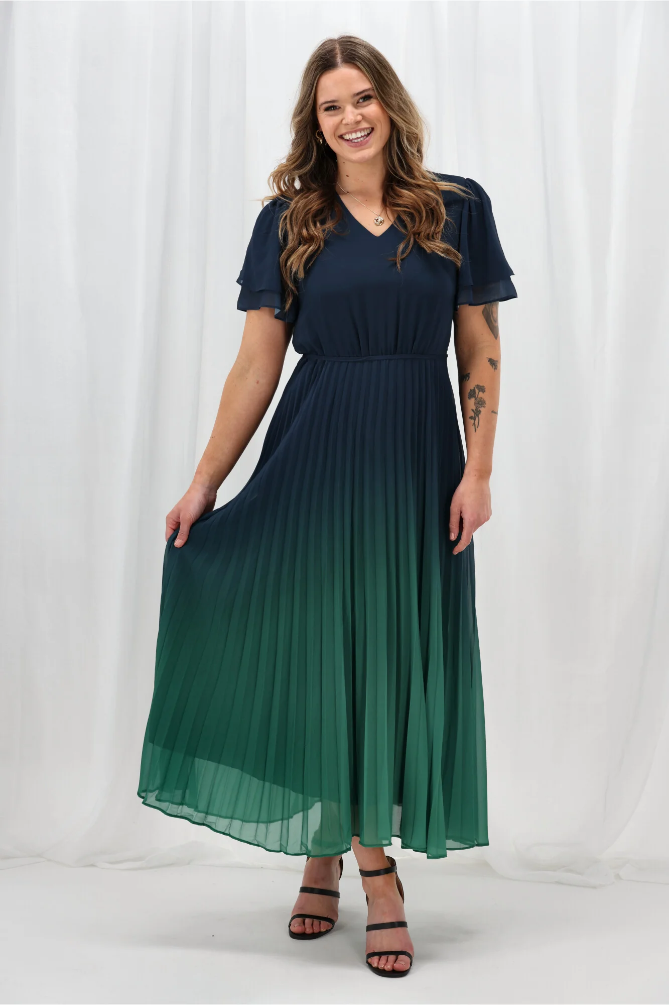 Celebration Tessa Dress Ombre Navy Green - Image 9