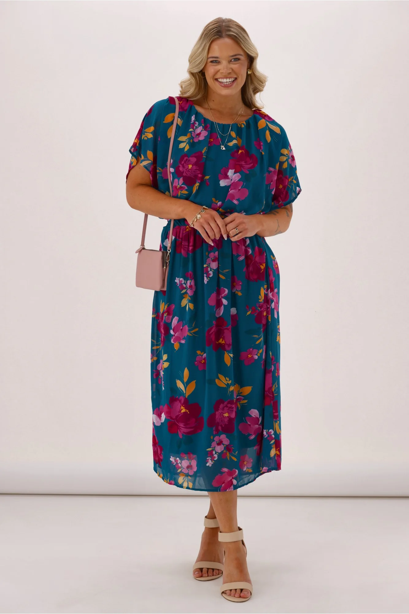 Celebration Yasmin Dress Floral Teal