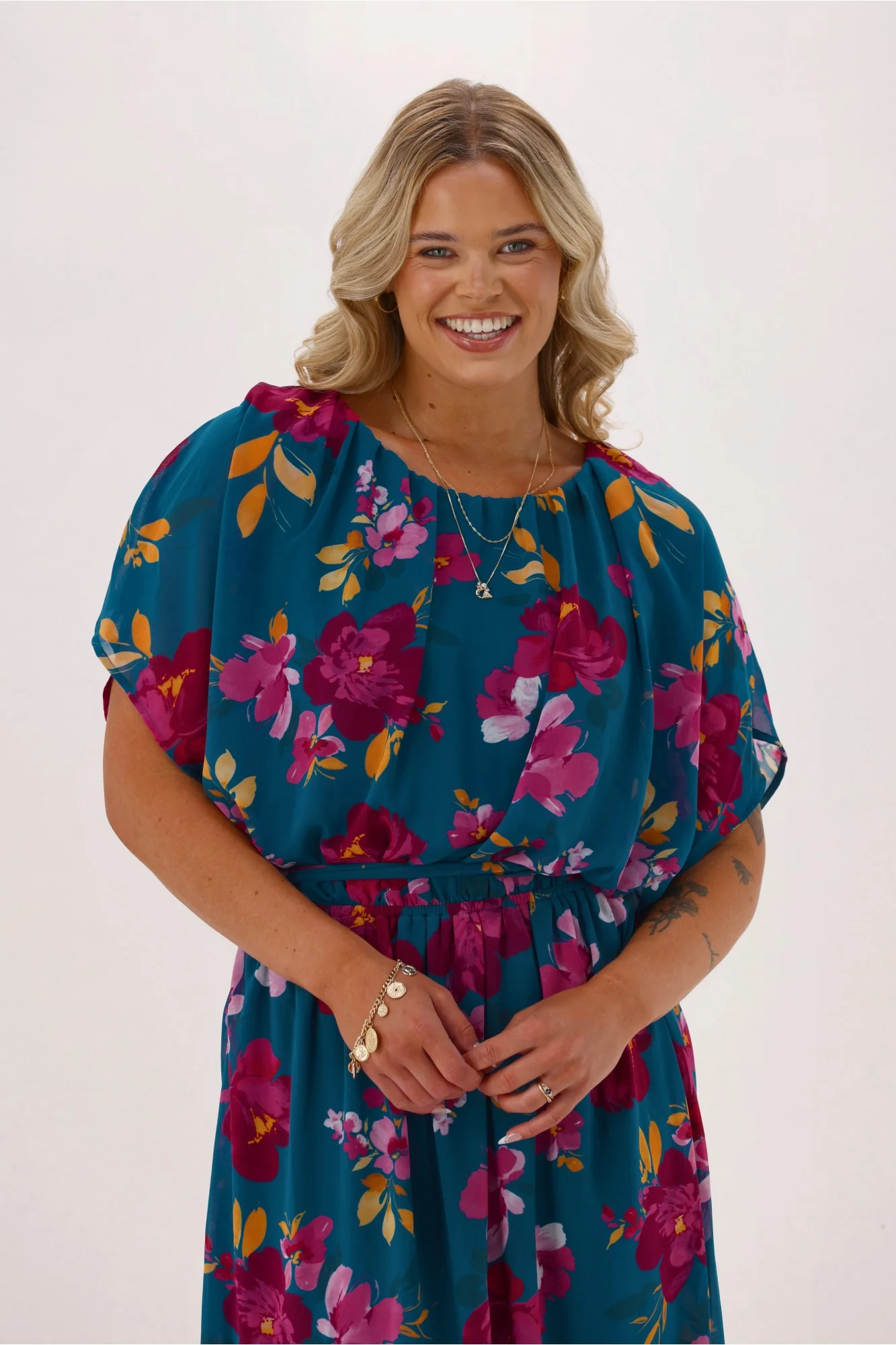 Celebration Yasmin Dress Floral Teal - Image 2