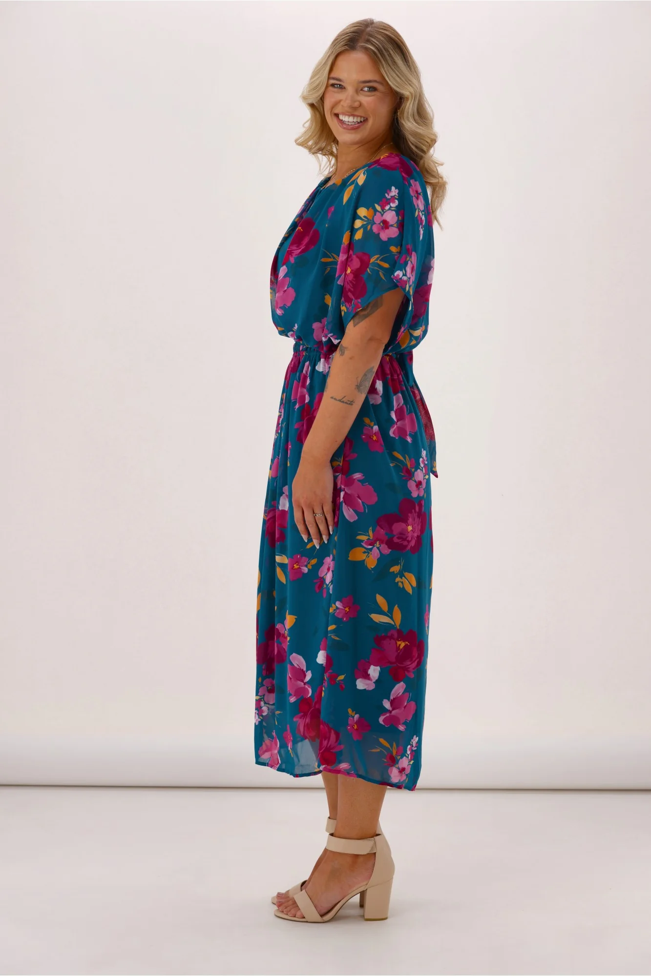 Celebration Yasmin Dress Floral Teal - Image 5