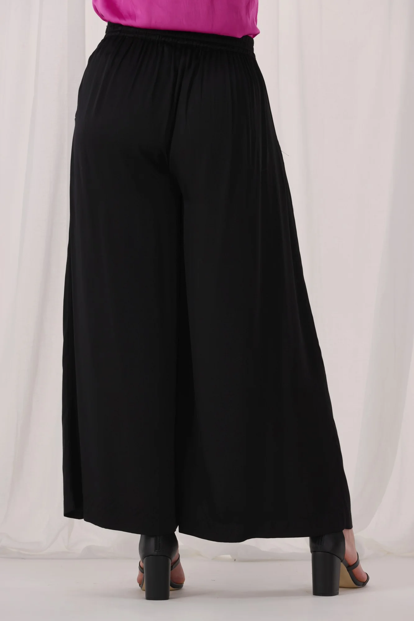 Celebrations By Shine On Chelsea Palazzo Pant Satin Black - Image 6
