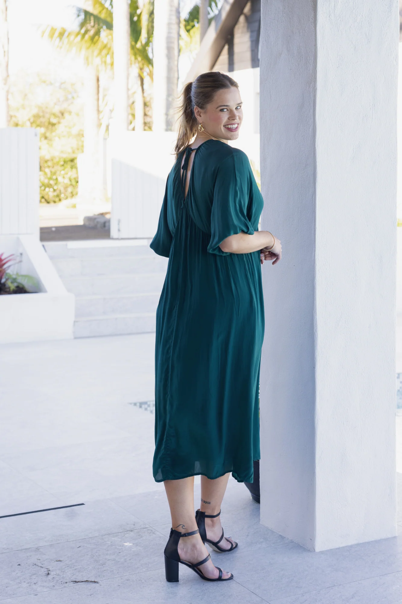 Celebrations By Shine On Lorna Blouson Dress Emerald - Image 13