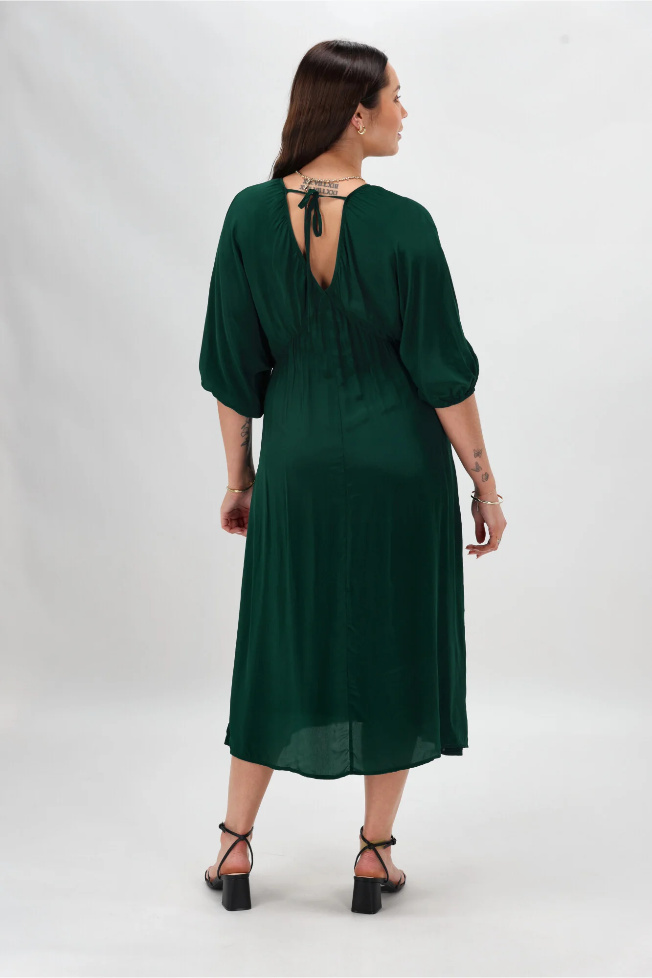 Celebrations By Shine On Lorna Blouson Dress Emerald - Image 4