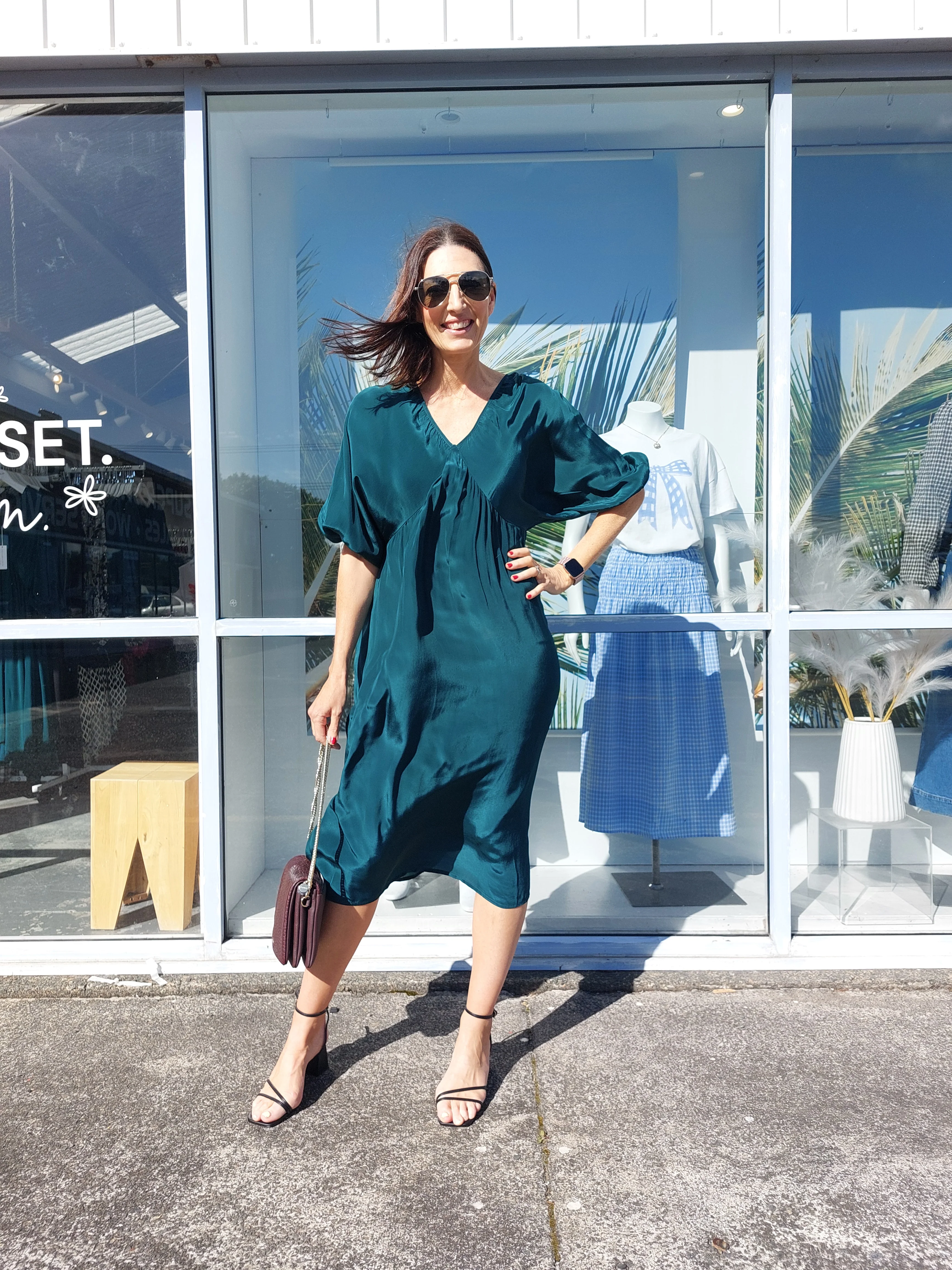 Celebrations By Shine On Lorna Blouson Dress Emerald - Image 5