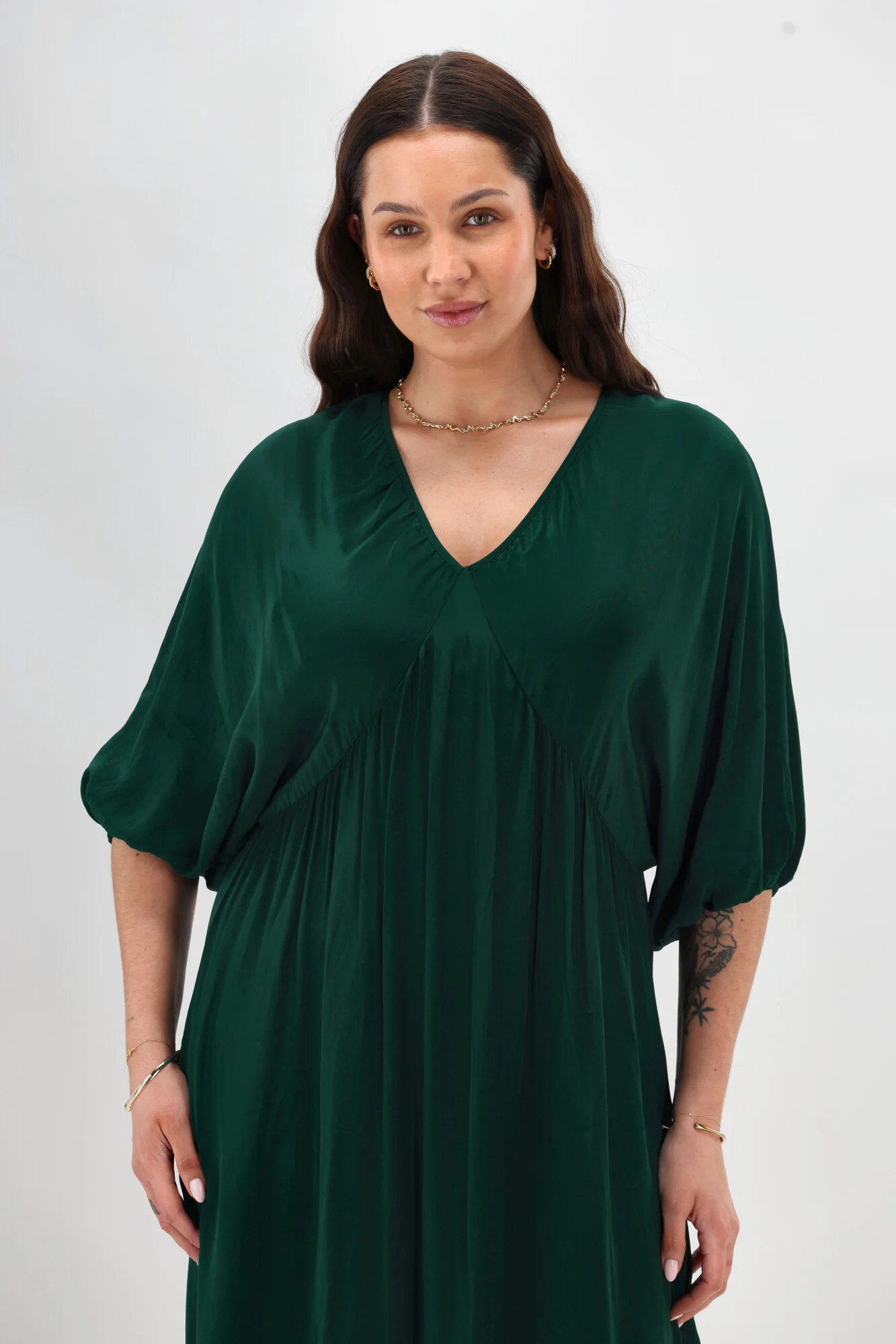 Celebrations By Shine On Lorna Blouson Dress Emerald - Image 6