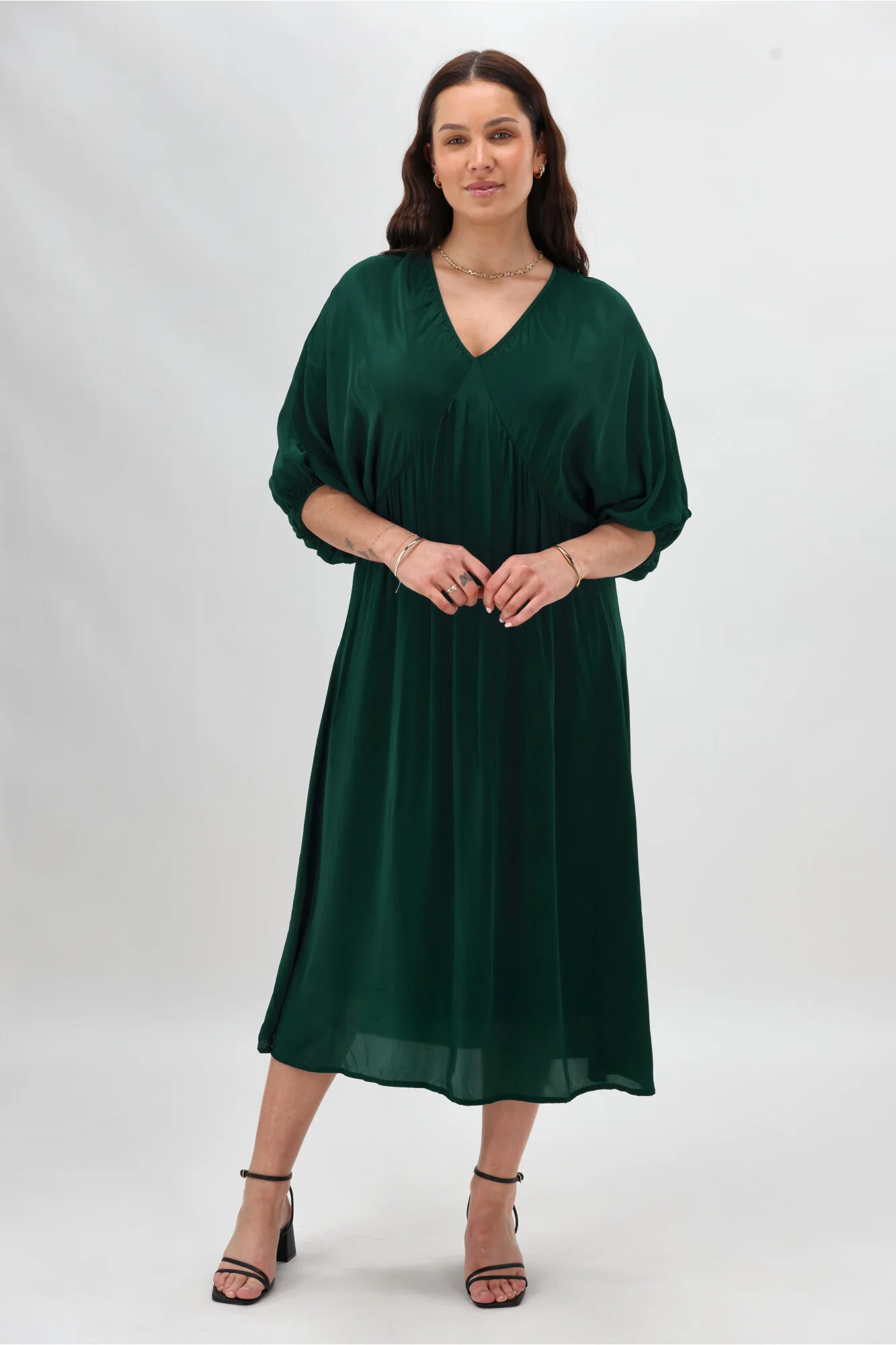 Celebrations By Shine On Lorna Blouson Dress Emerald - Image 8