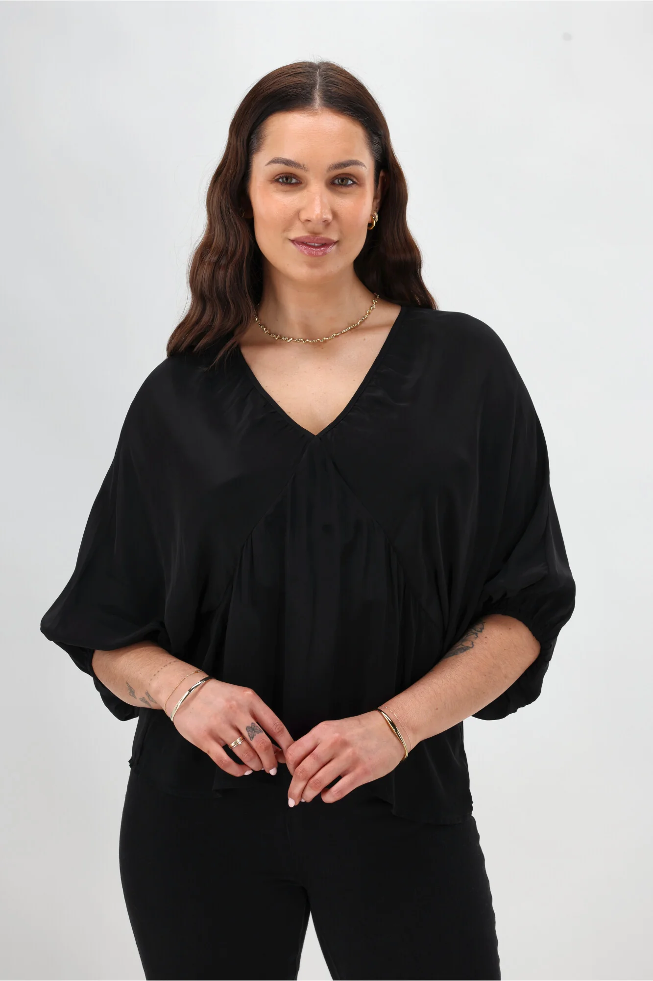 Celebrations By Shine On Lorna Blouson Top Black