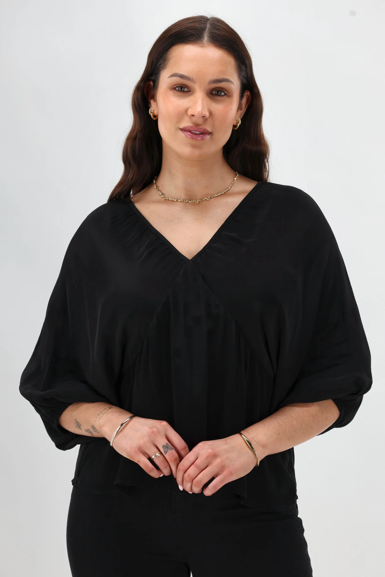 Celebrations By Shine On Lorna Blouson Top Black - Image 4