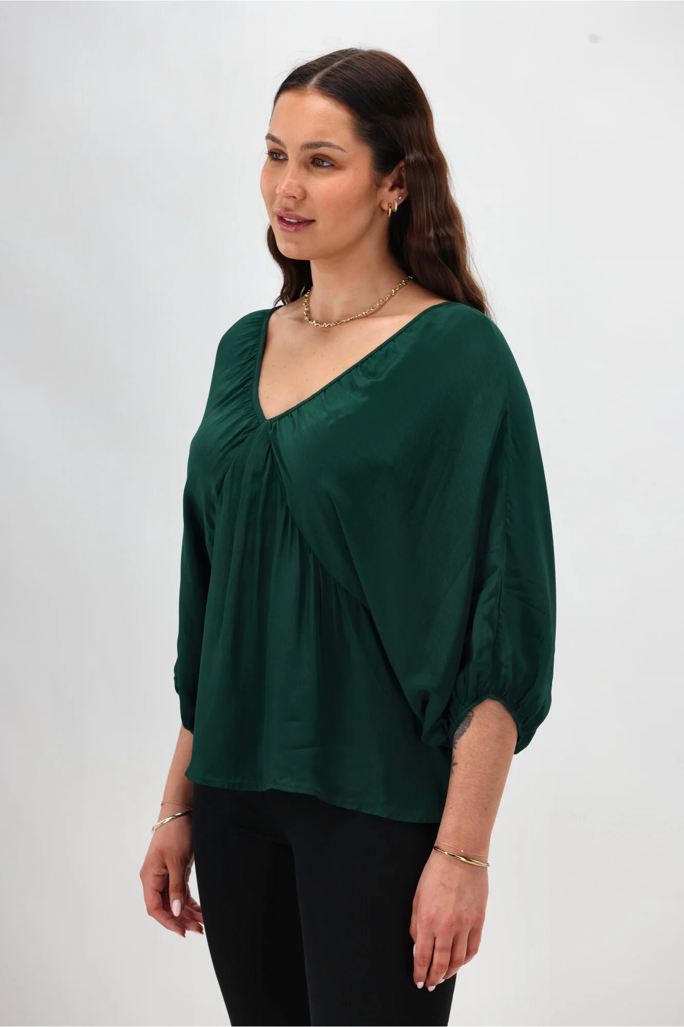Celebrations By Shine On Lorna Blouson Top Emerald - Image 7