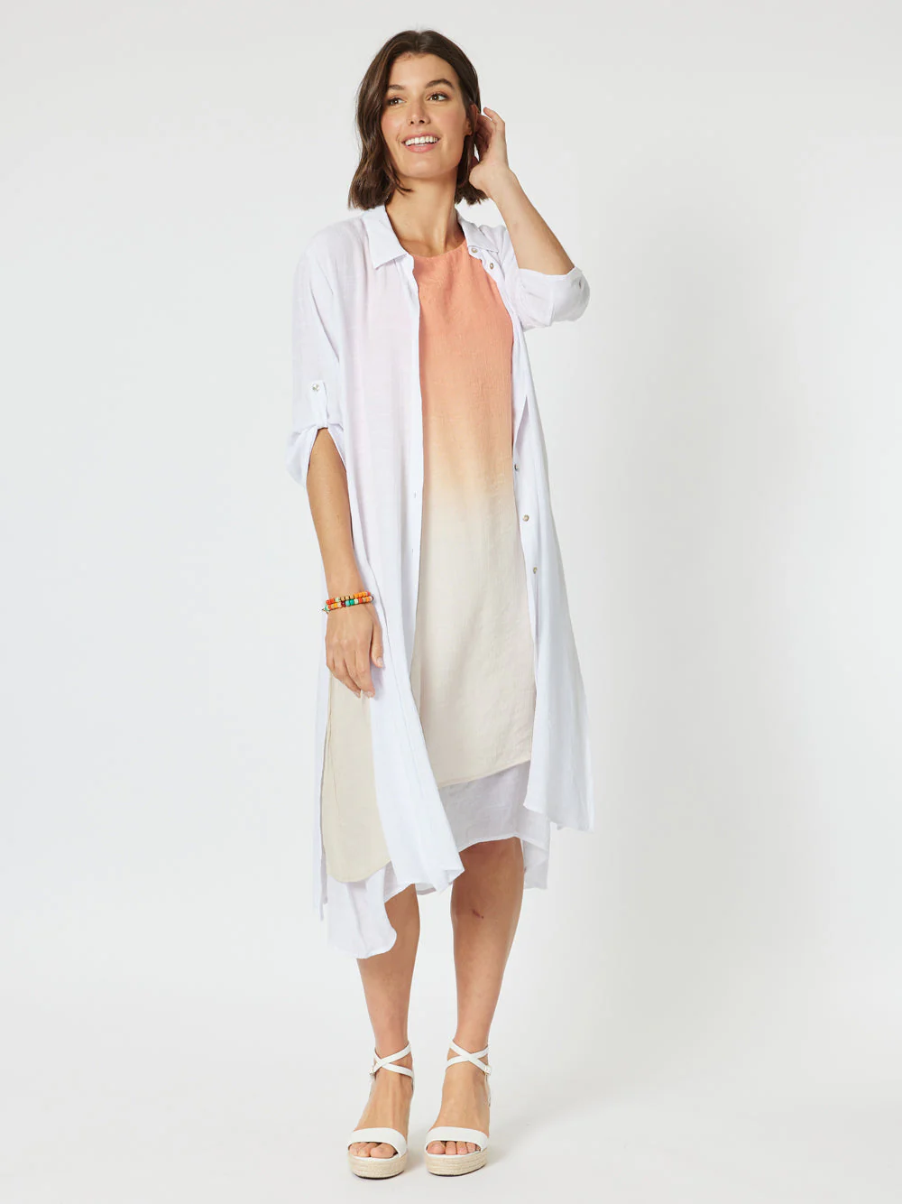 Clarity Long Duster Shirt White - Image 4