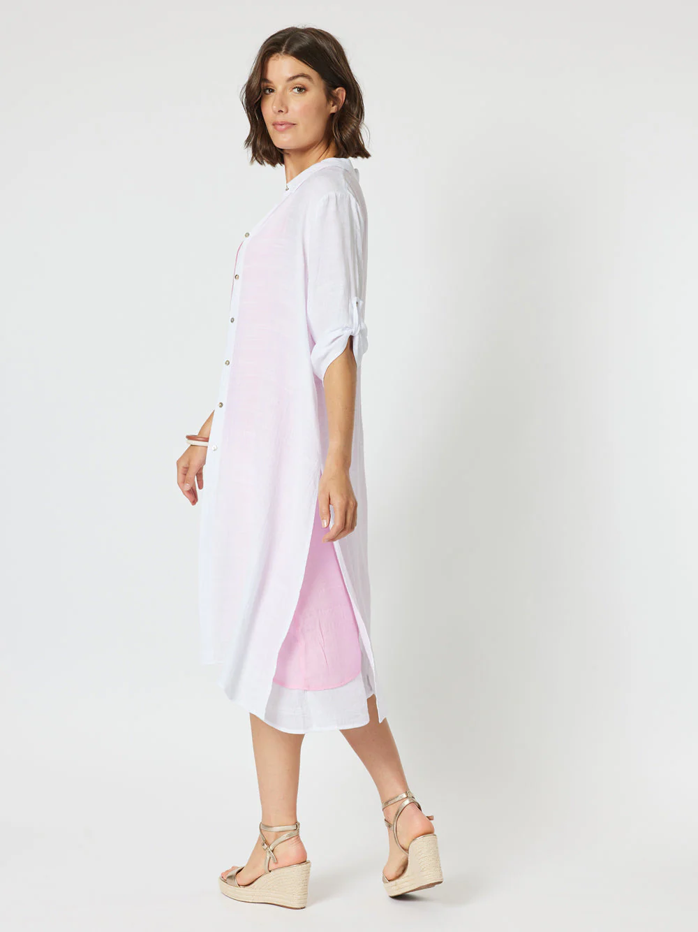 Clarity Long Duster Shirt White - Image 5
