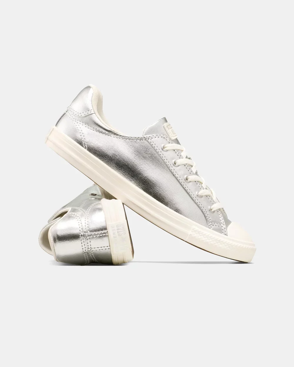 Converse Chuck Taylor All Star Women's Dainty Lucky Metallic Silver Metallic Egret - Image 2