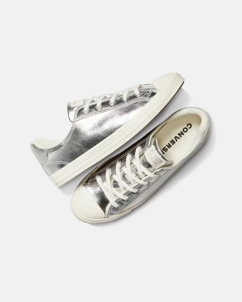 Converse Chuck Taylor All Star Women's Dainty Lucky Metallic Silver Metallic Egret - Image 4
