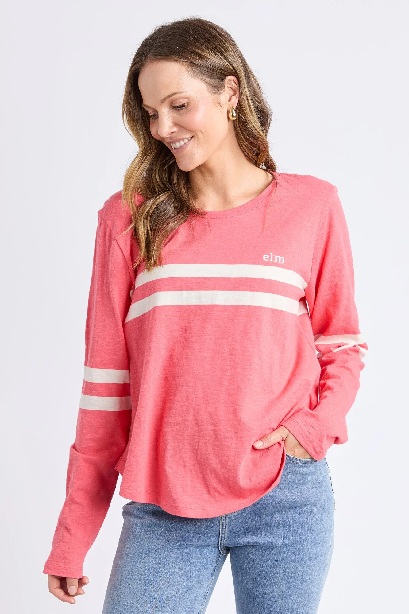 Elm Adora Long Sleeve Tee Cosy Coral - Image 2