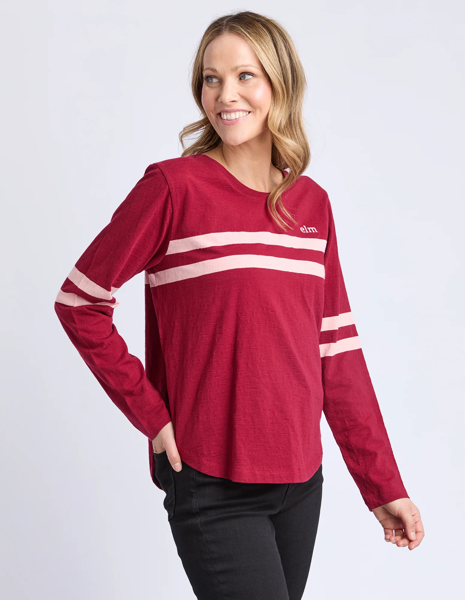 Elm Adora Long Sleeve Tee Maroon - Image 2
